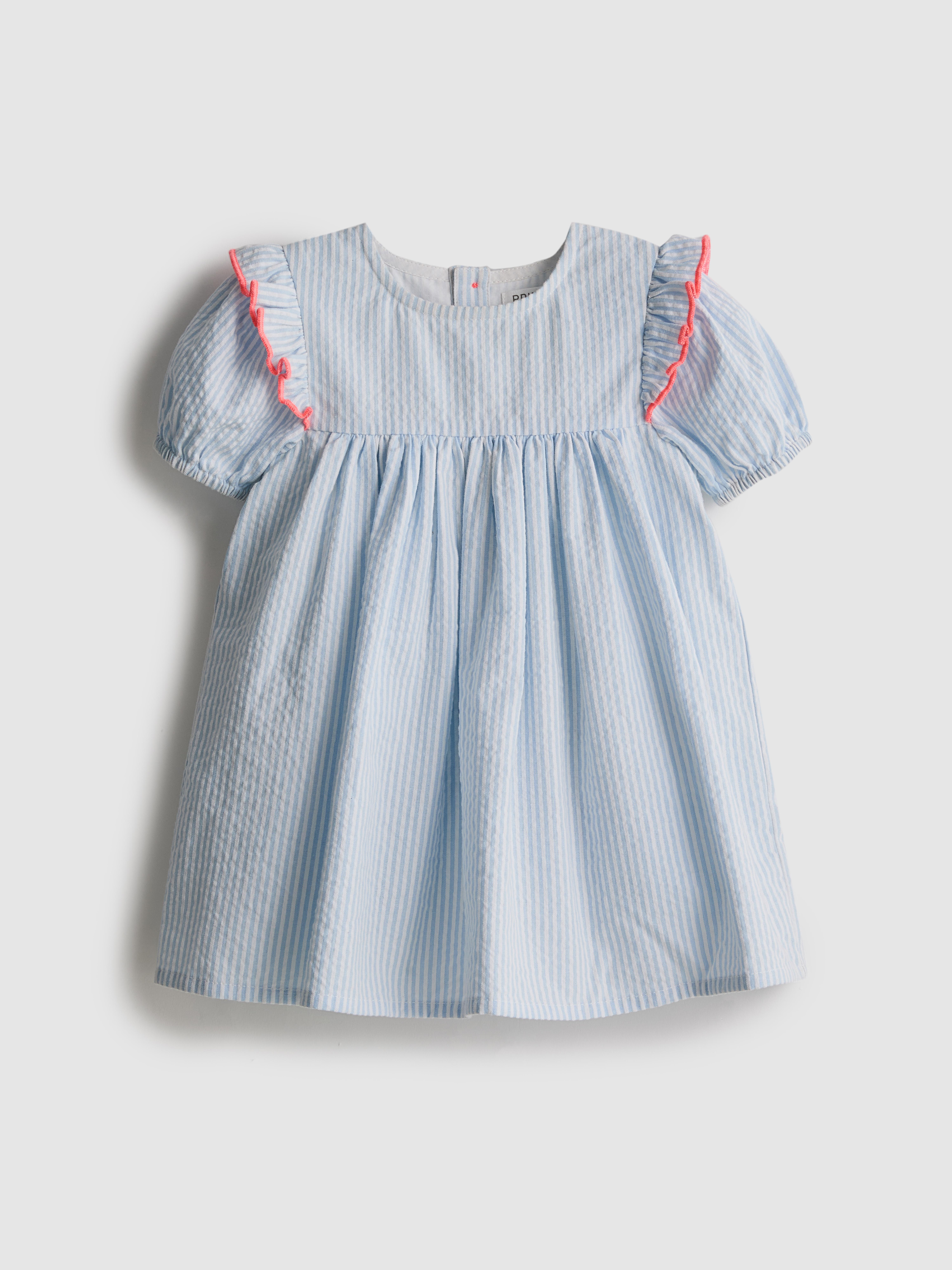 0 - 18 luni | Rochie încrețită pentru nou-născuți, din material creponat, cu dungi