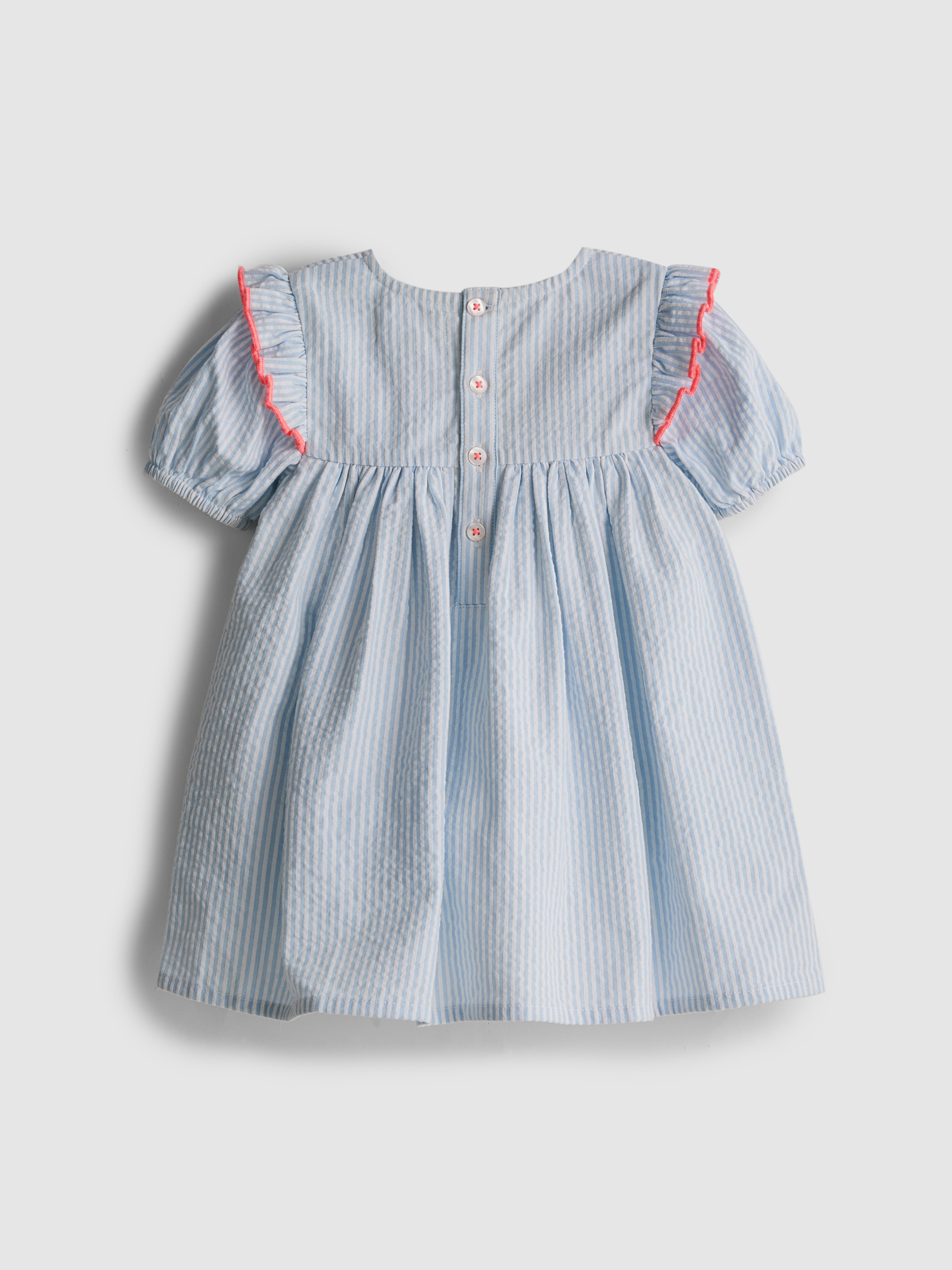 Baby Girls Blue 0-18mths | Stripe Seersucker Newborn Smock Dress | Primark