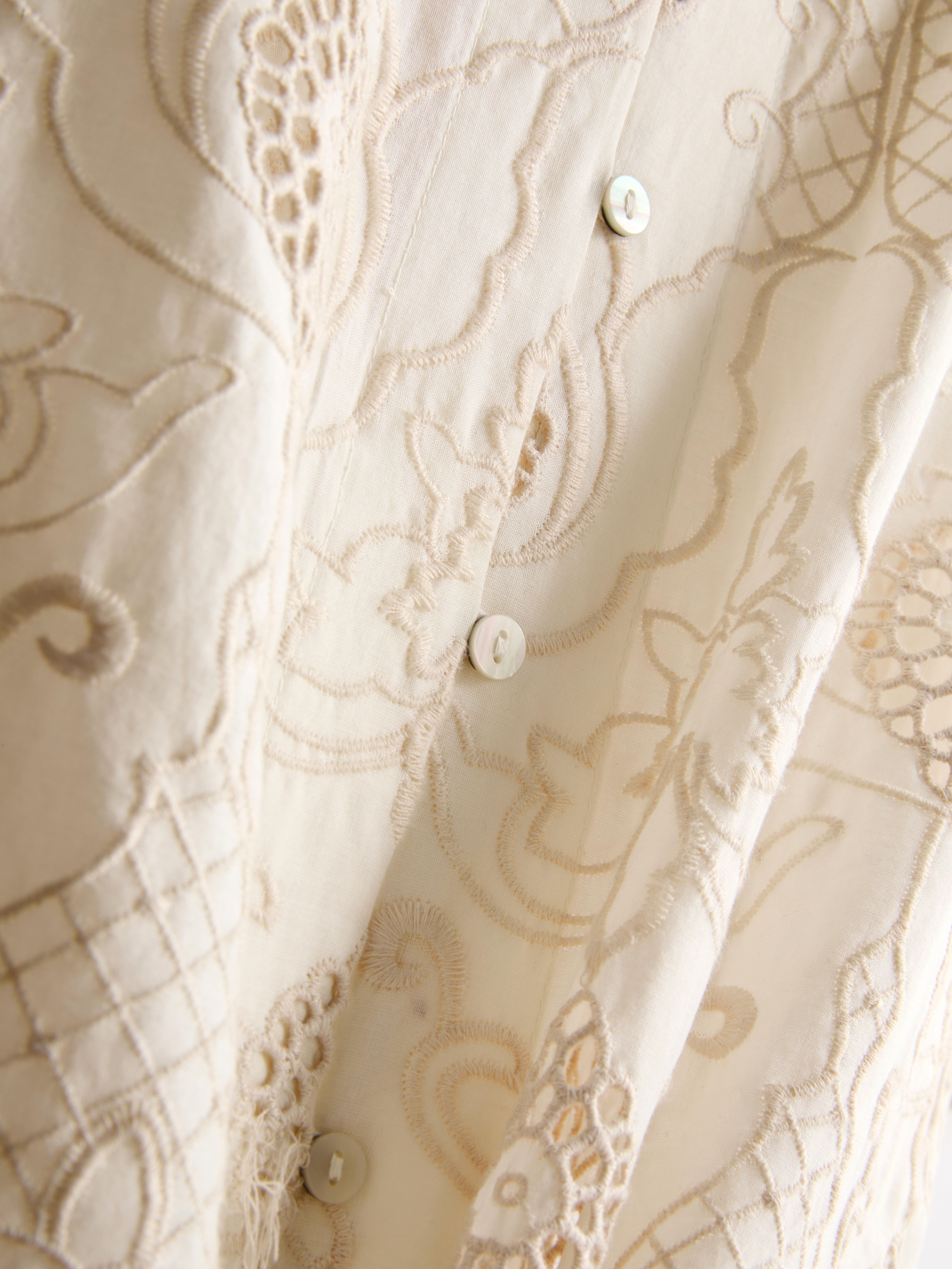 The Edit Curved-Hem Broderie Shirt