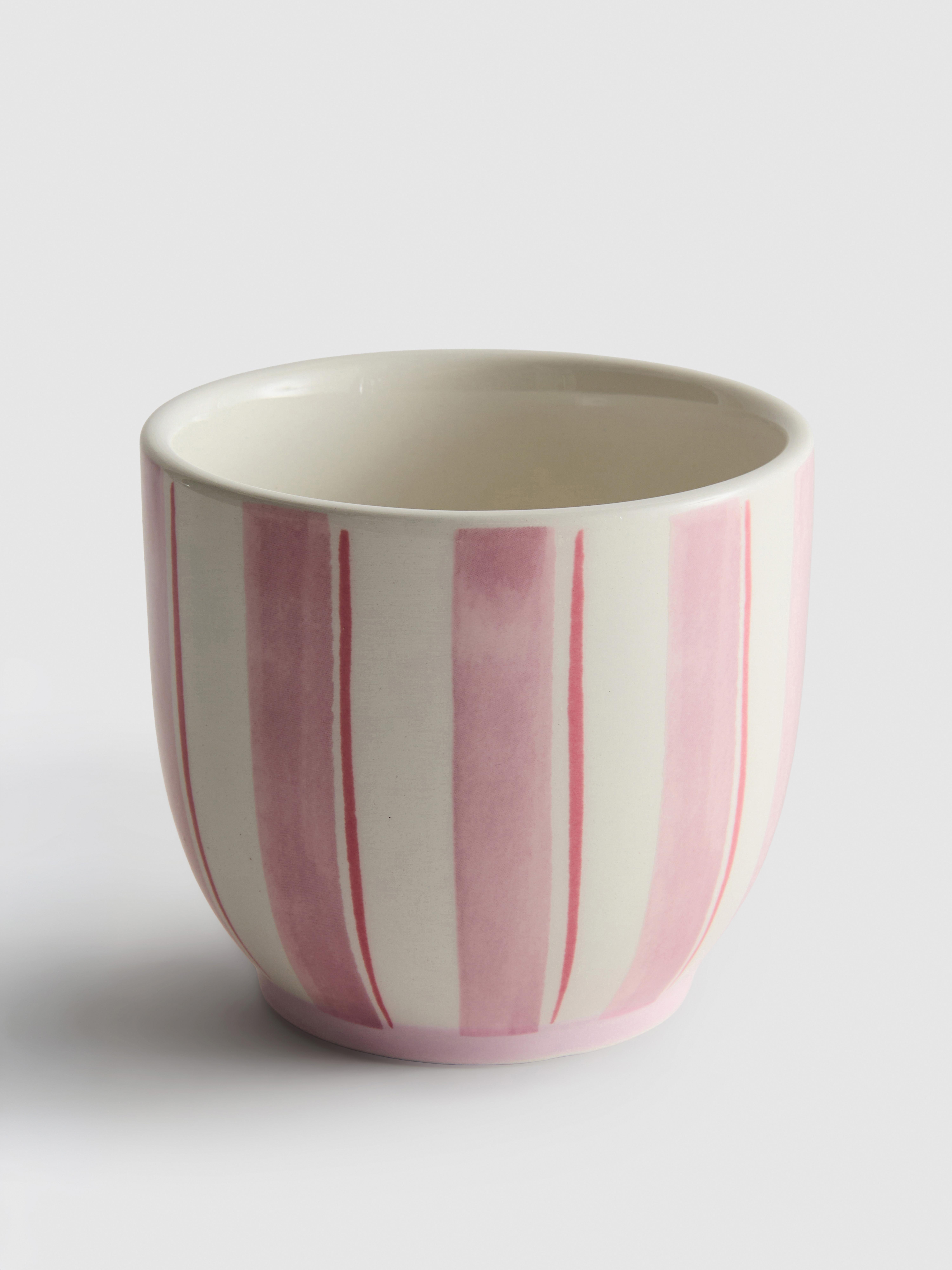 Small Striped Ceramic Plant Pot