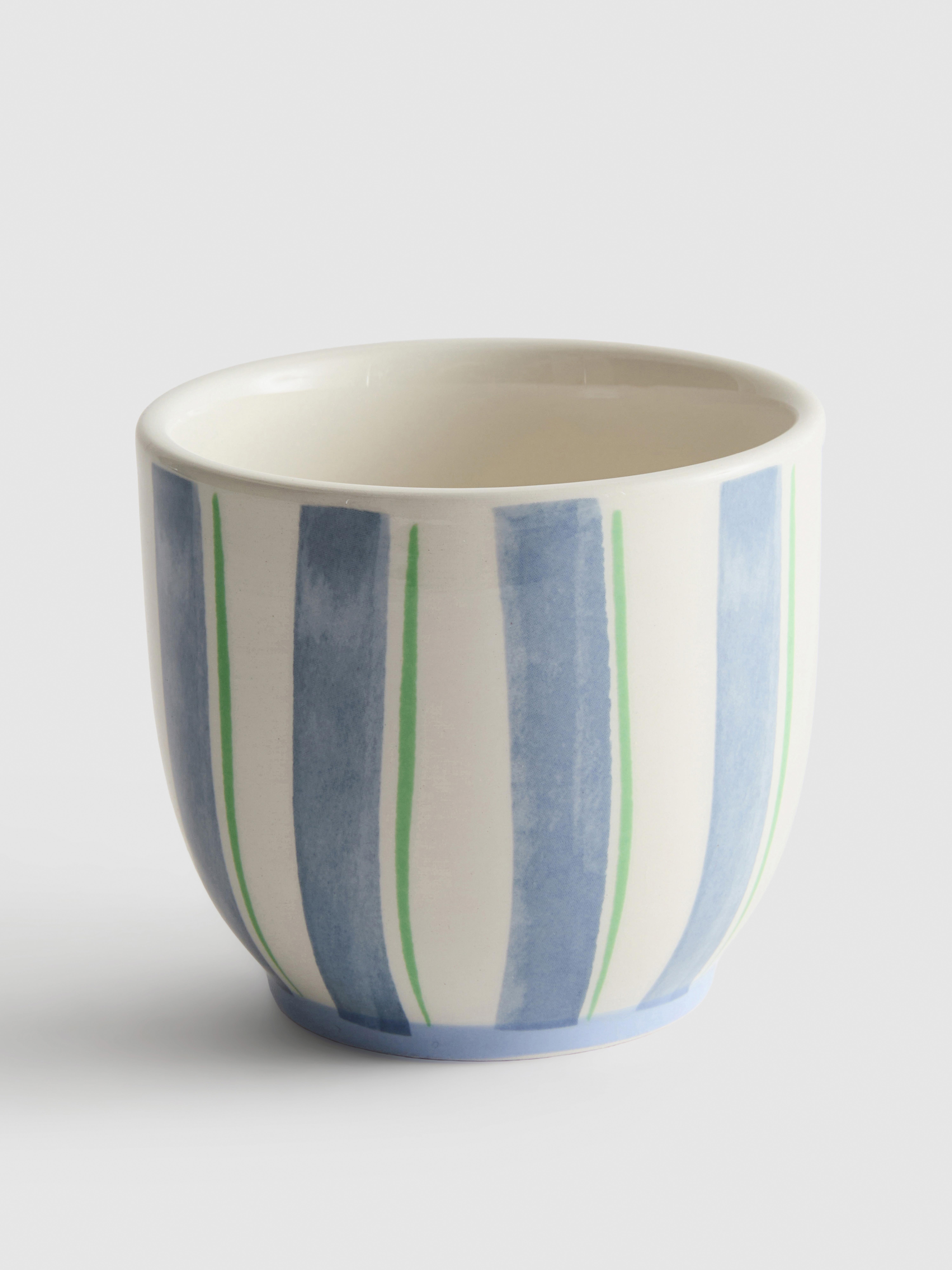 Small Striped Ceramic Plant Pot