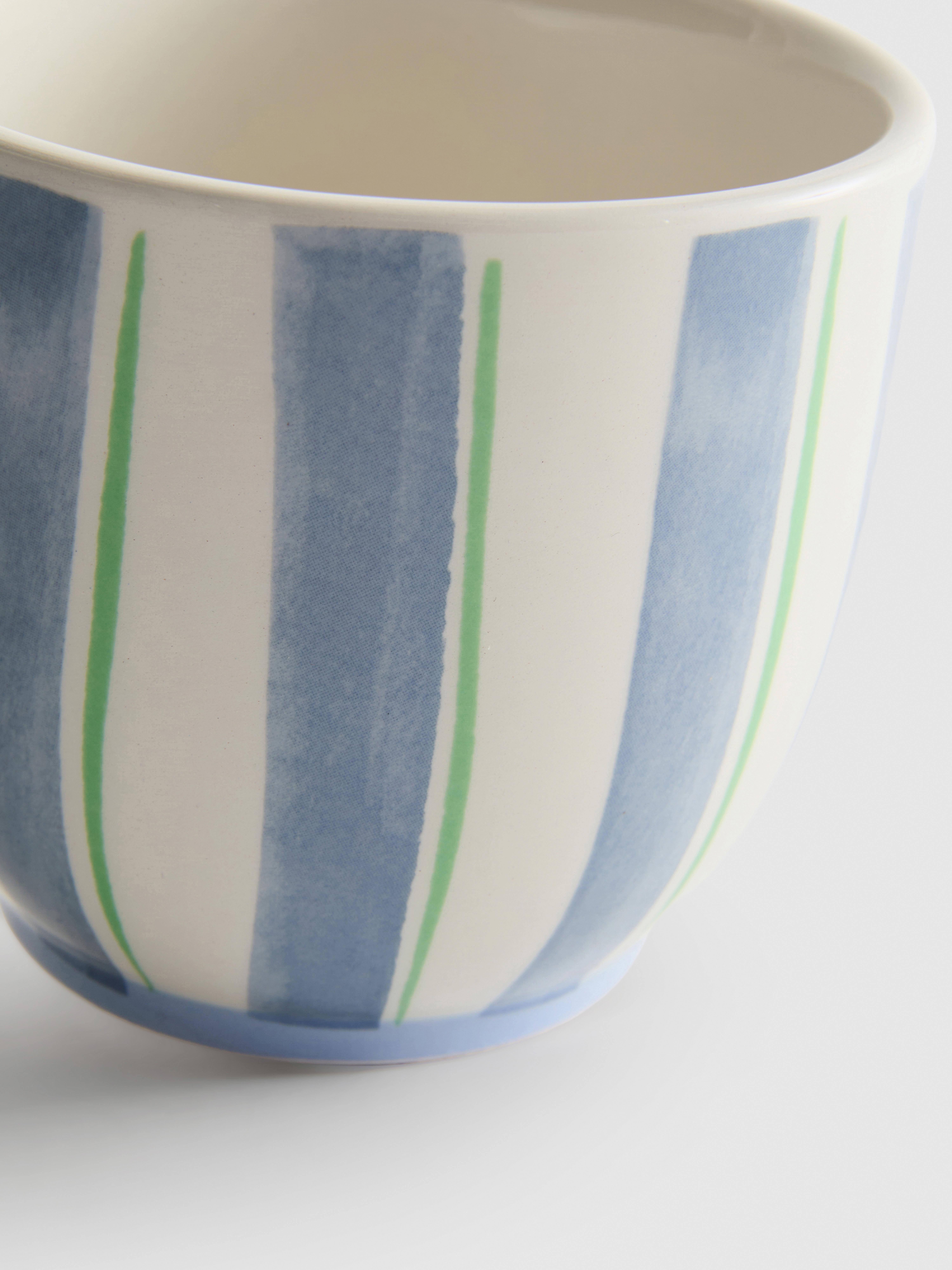 Small Striped Ceramic Plant Pot