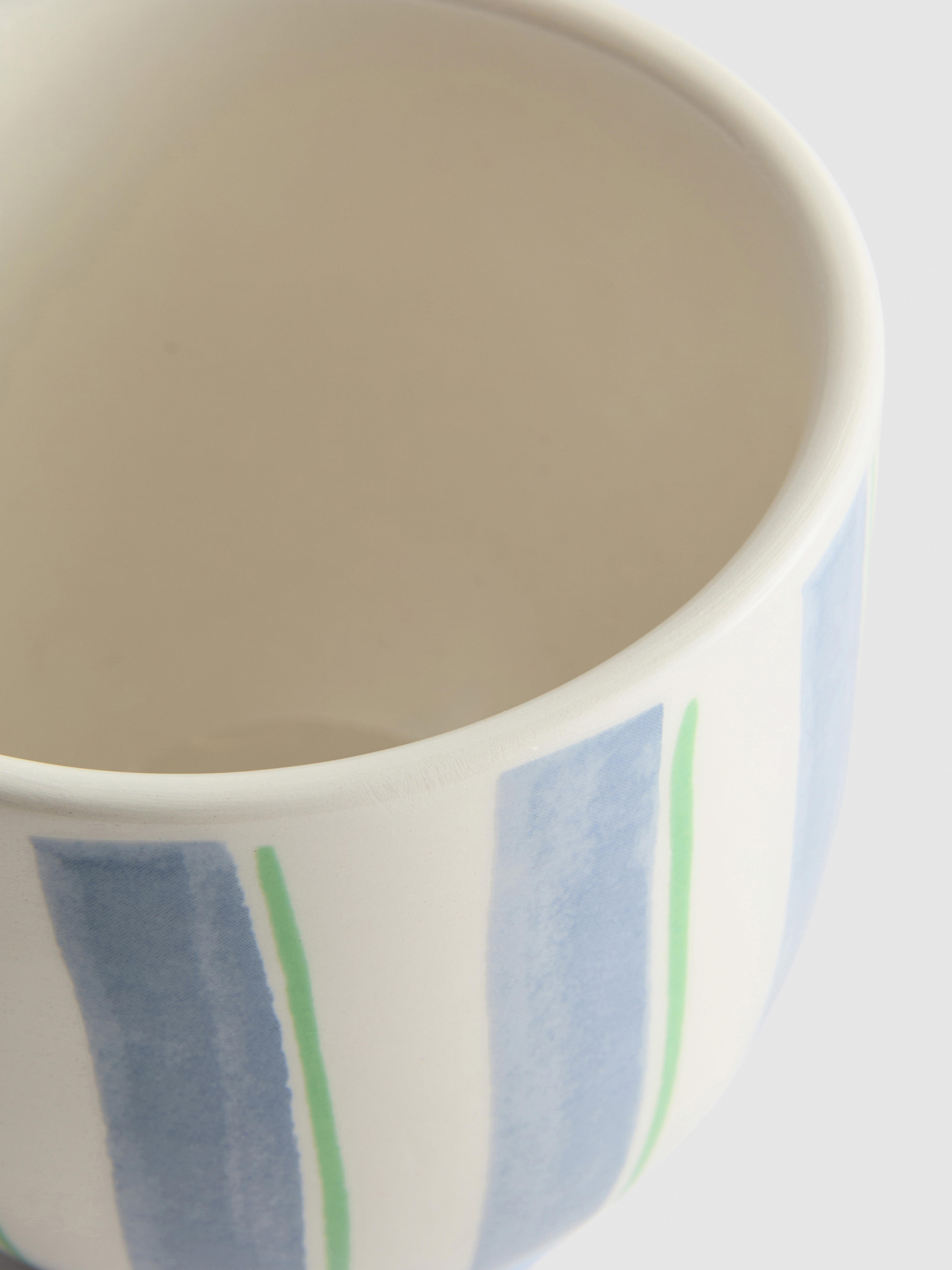 Small Striped Ceramic Plant Pot