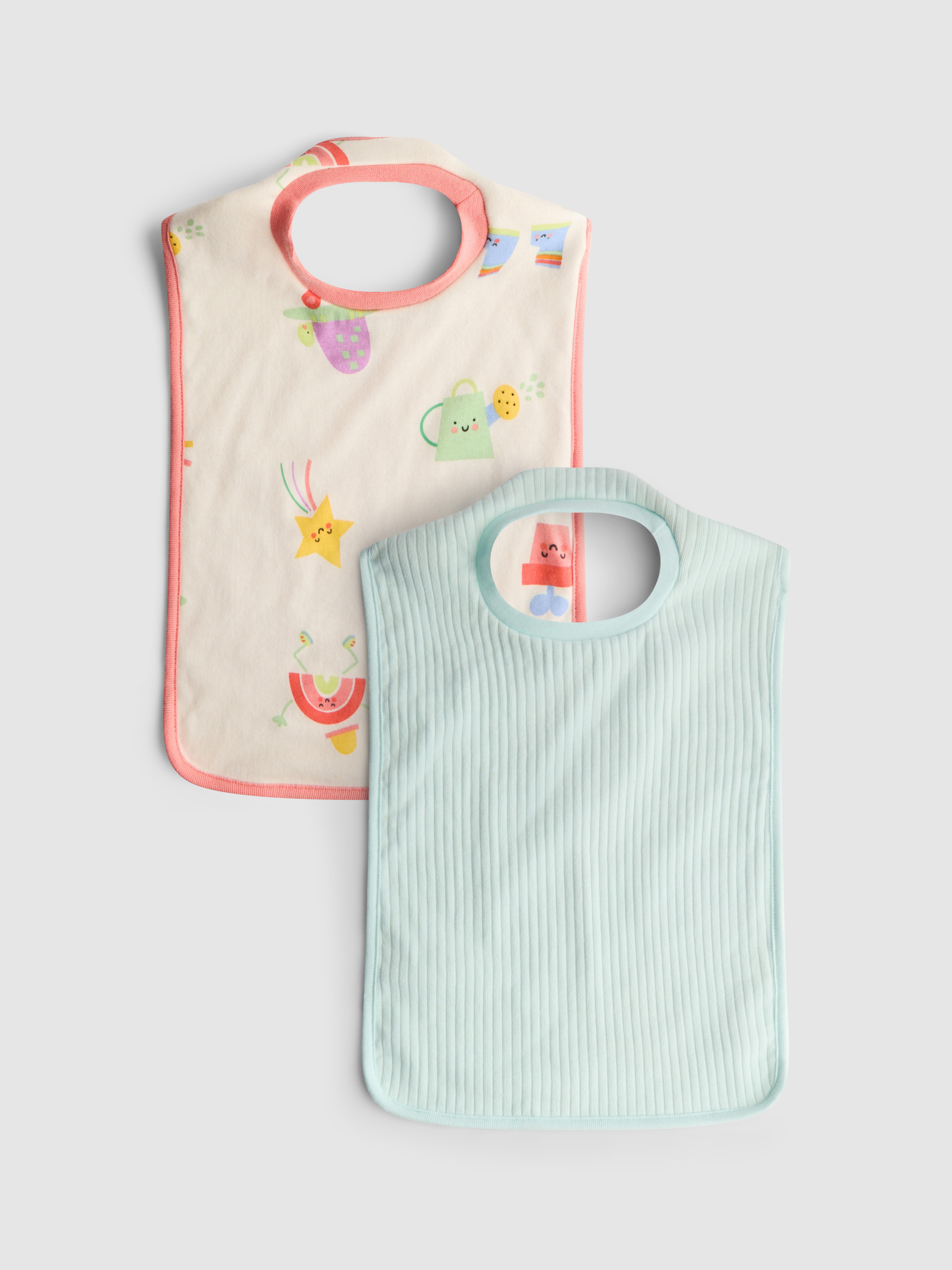 Lot de 2 bavoirs tour de cou en pur coton