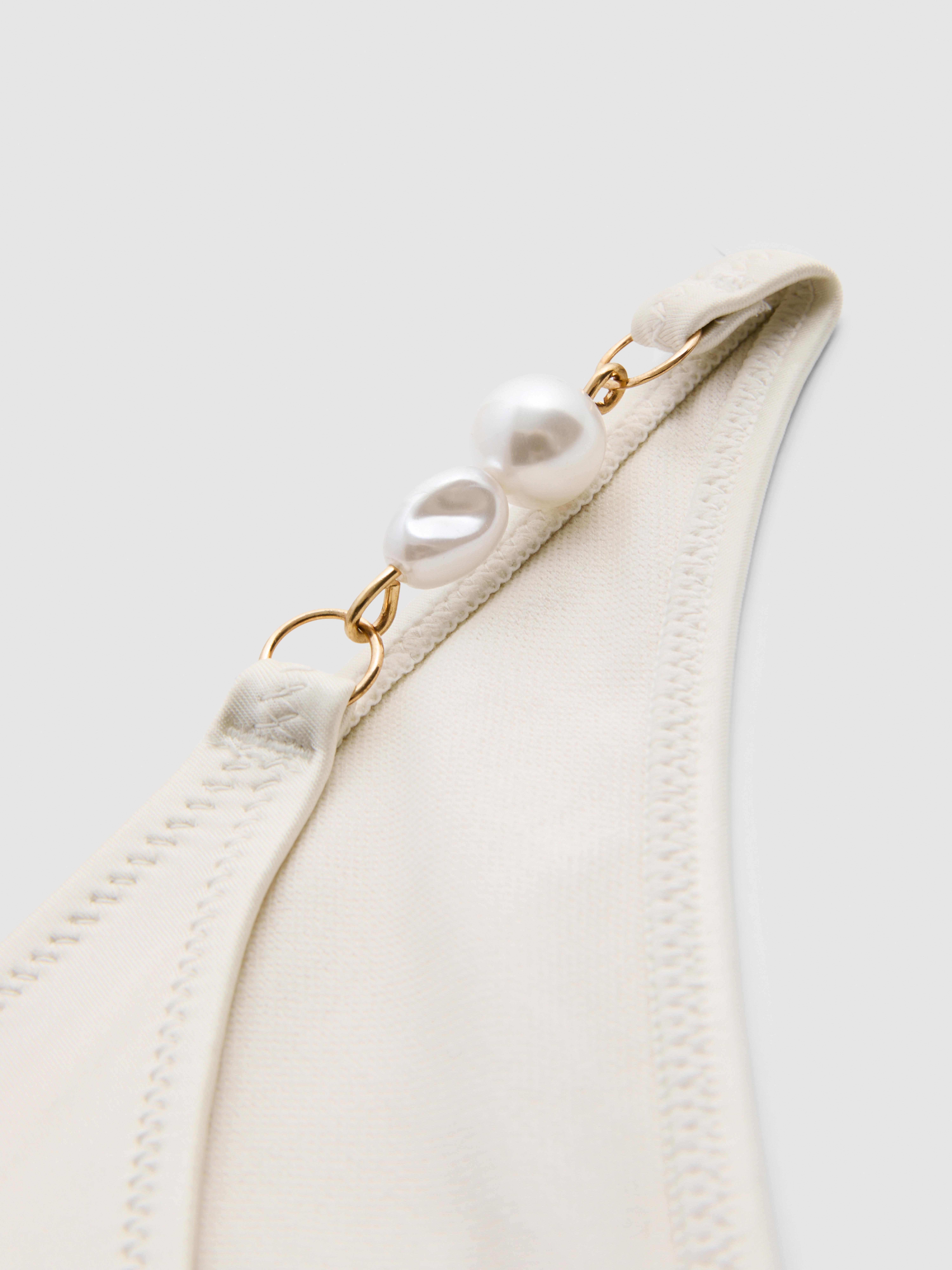 High-Shine Pearl-Detail Bikini Bottoms