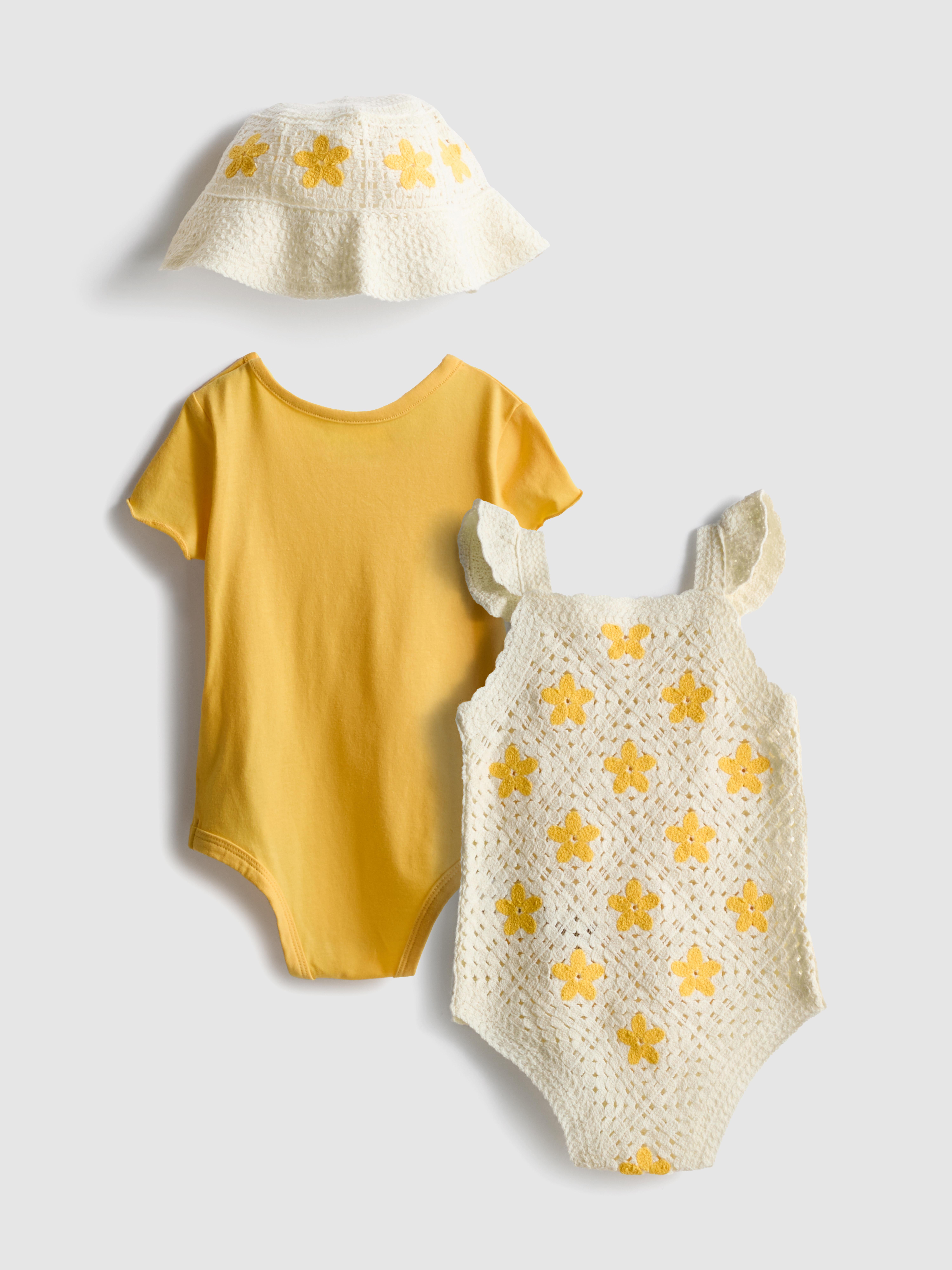 0-18mths | 2pk Bodysuits and Sun Hat Newborn Set