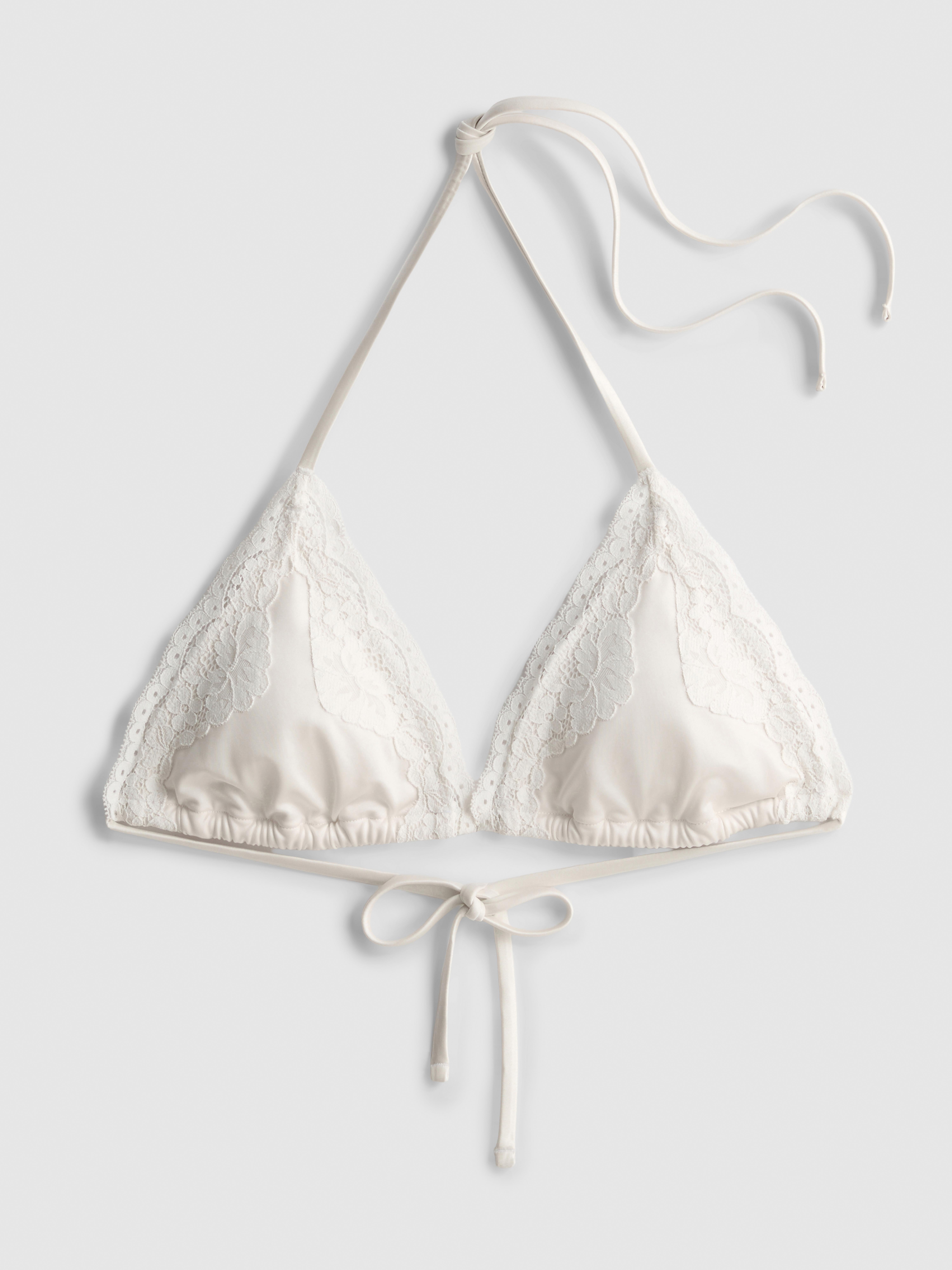 Lace Trim Triangle Bikini Top