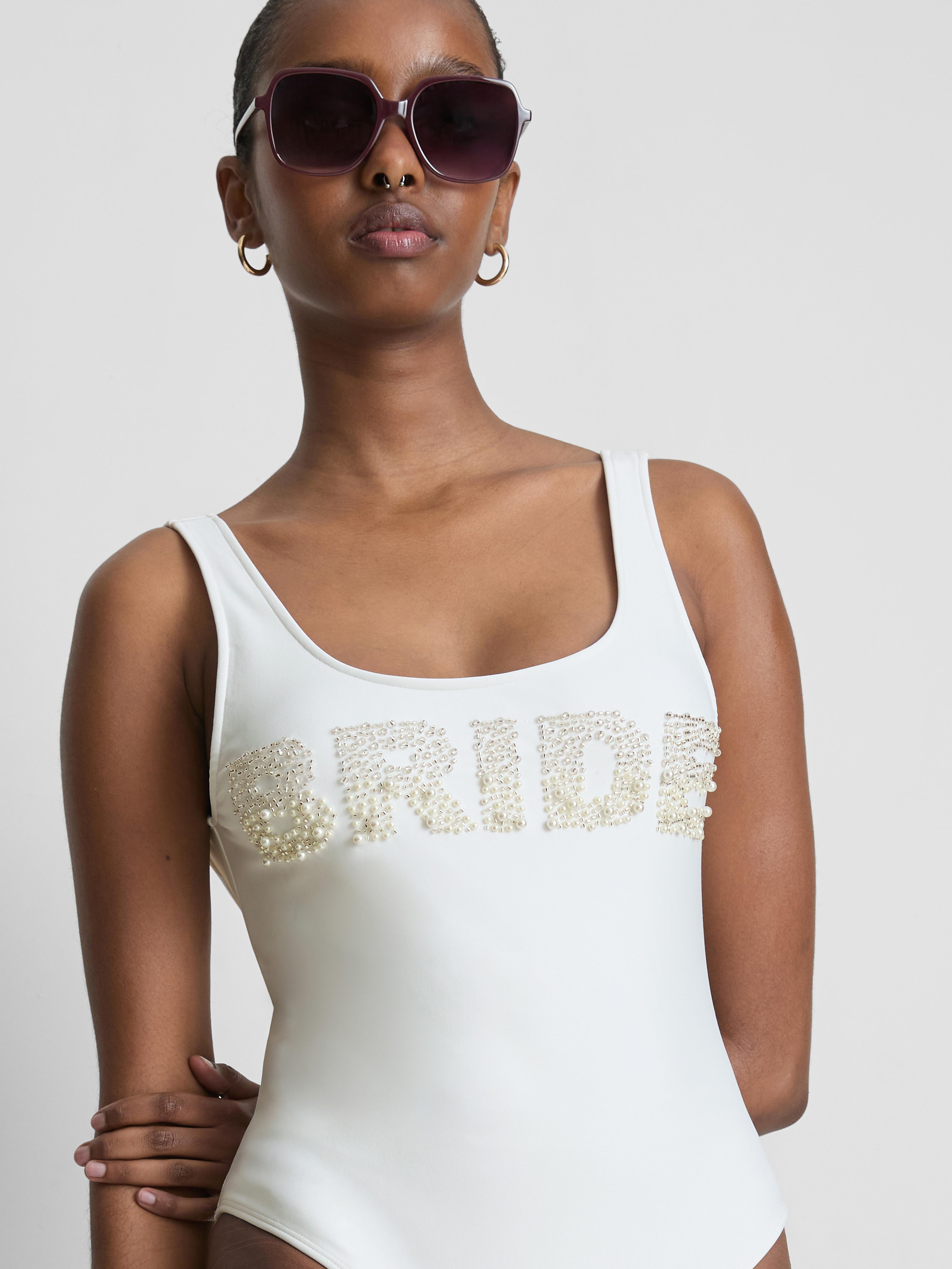Beaded Pearl Bride Swimsuit