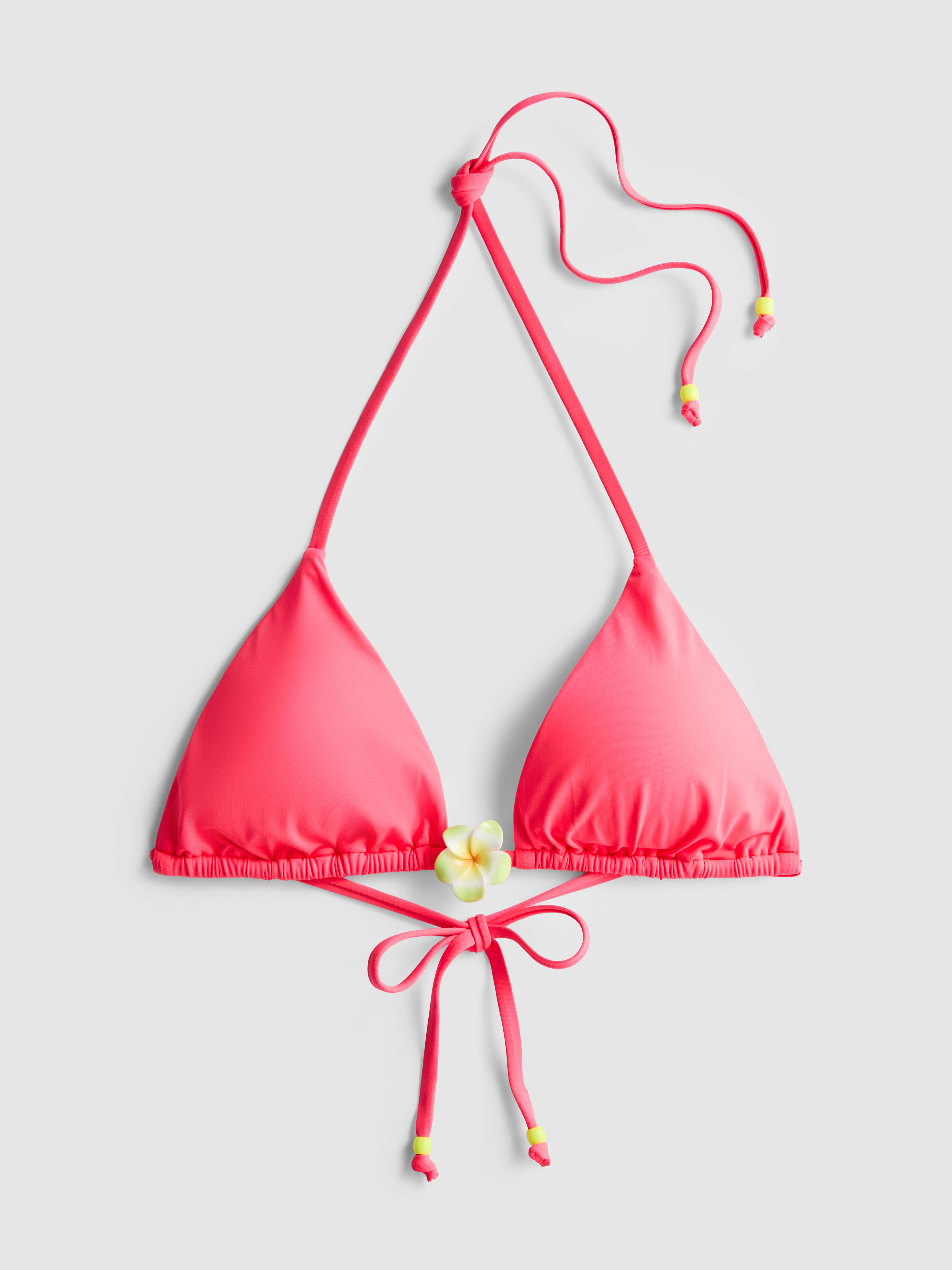 Neon Flower Triangle Bikini Top