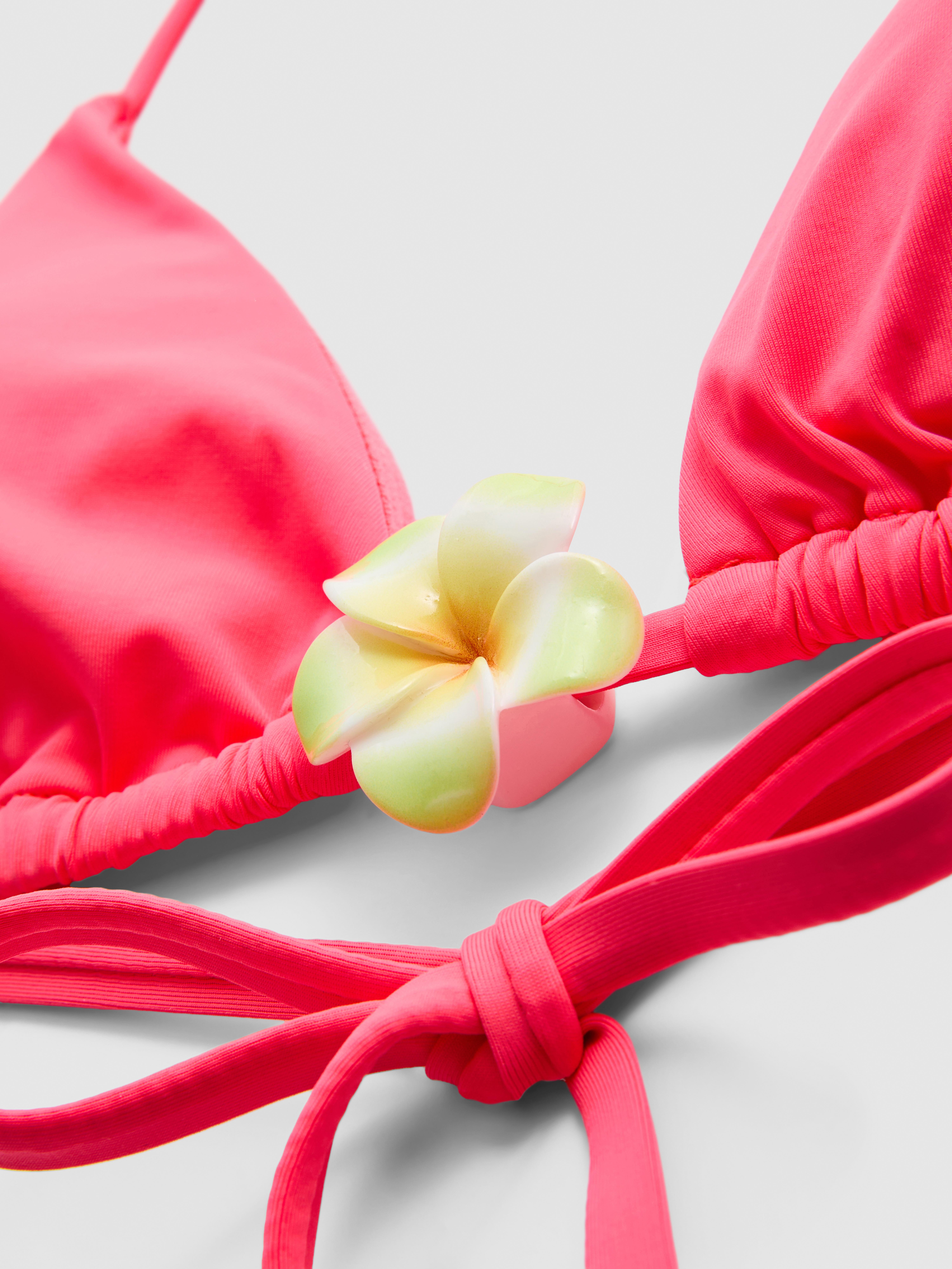 Neon Flower Triangle Bikini Top