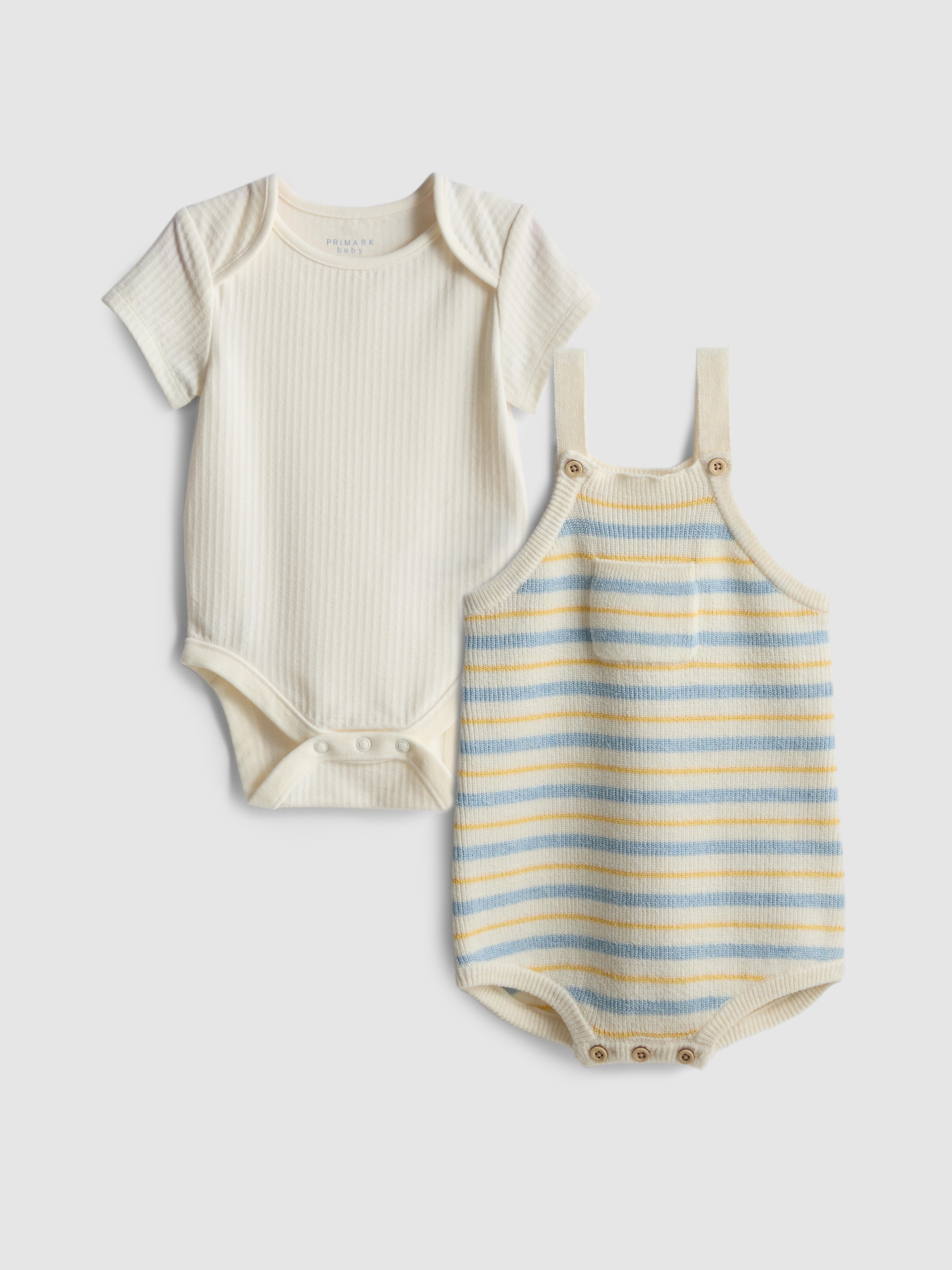 0-18mths | Onesie and Knit Romper Newborn Set