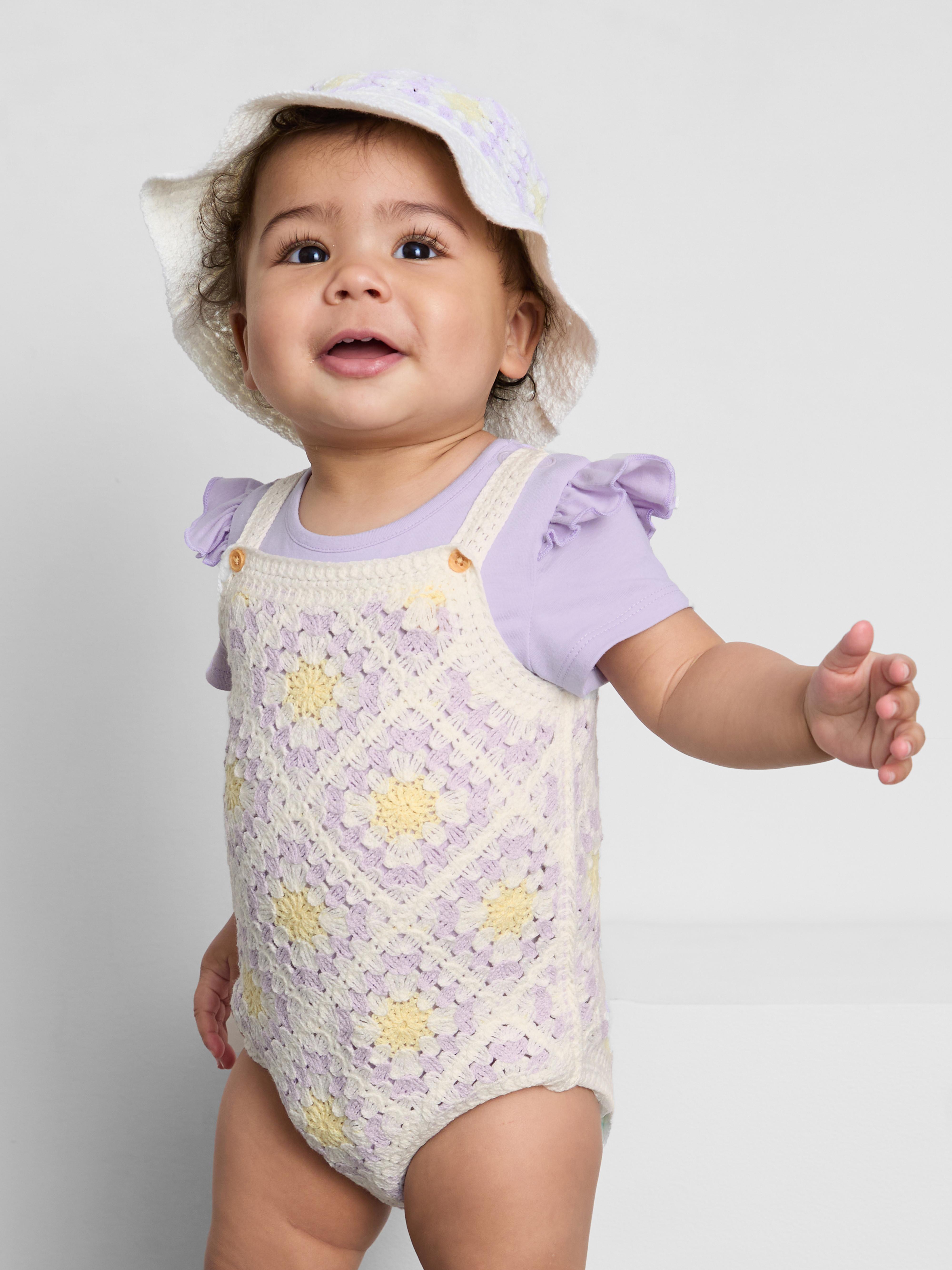 0–18 mois | Ensemble barboteuse en crochet nouveau-né