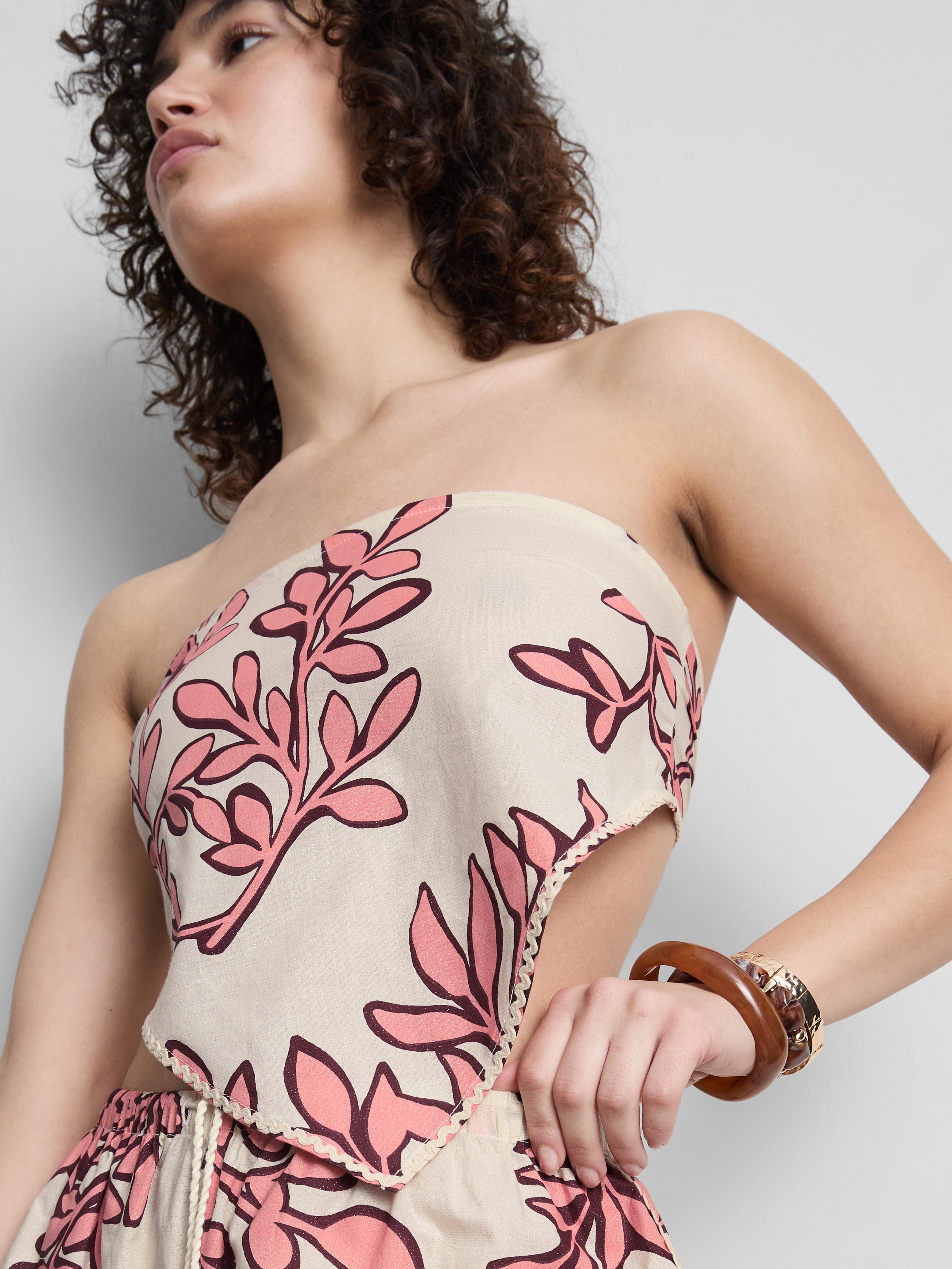 Leaf Print Bandana Tie Top