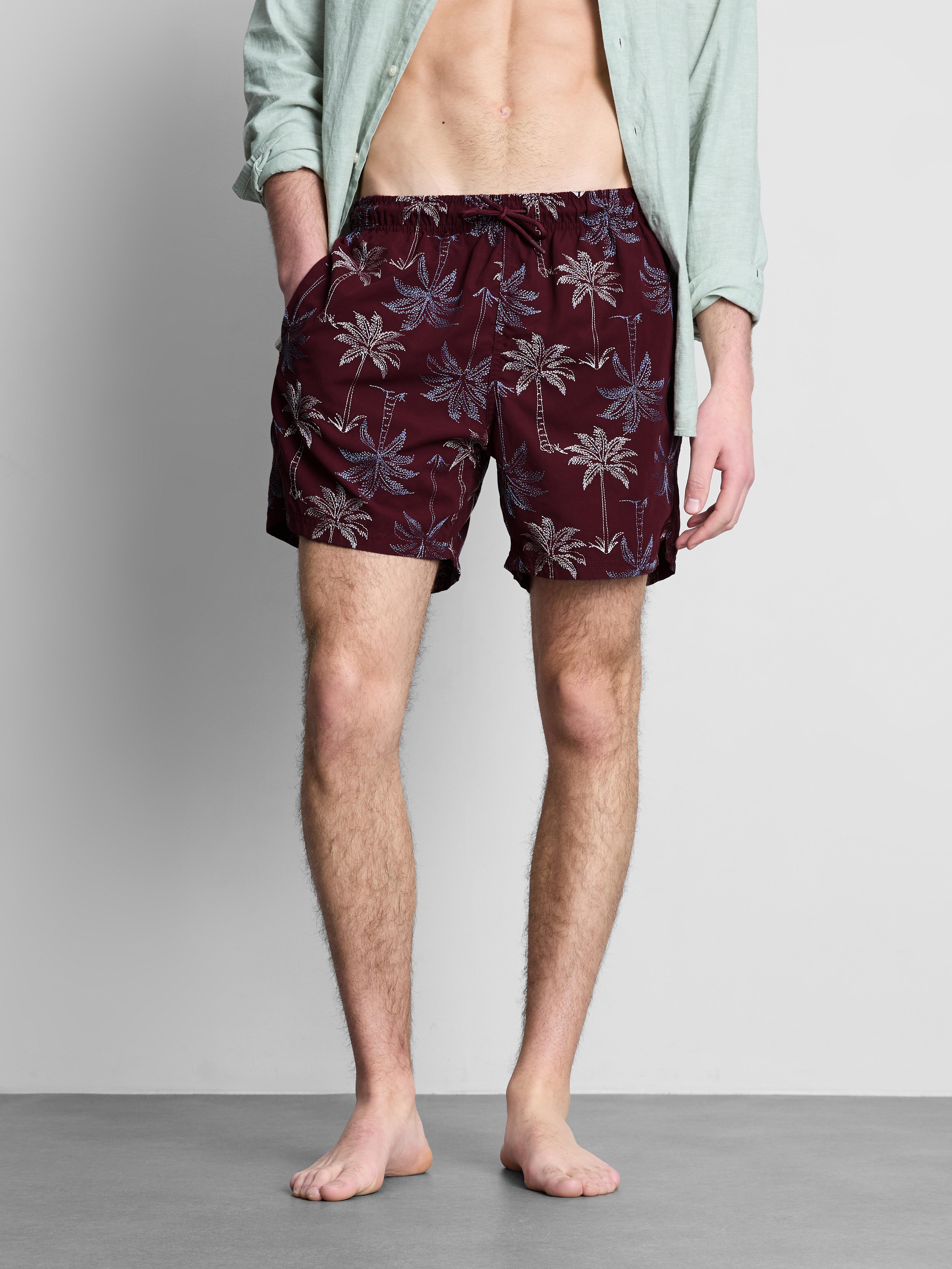 Badeshorts mit Palmenstickerei