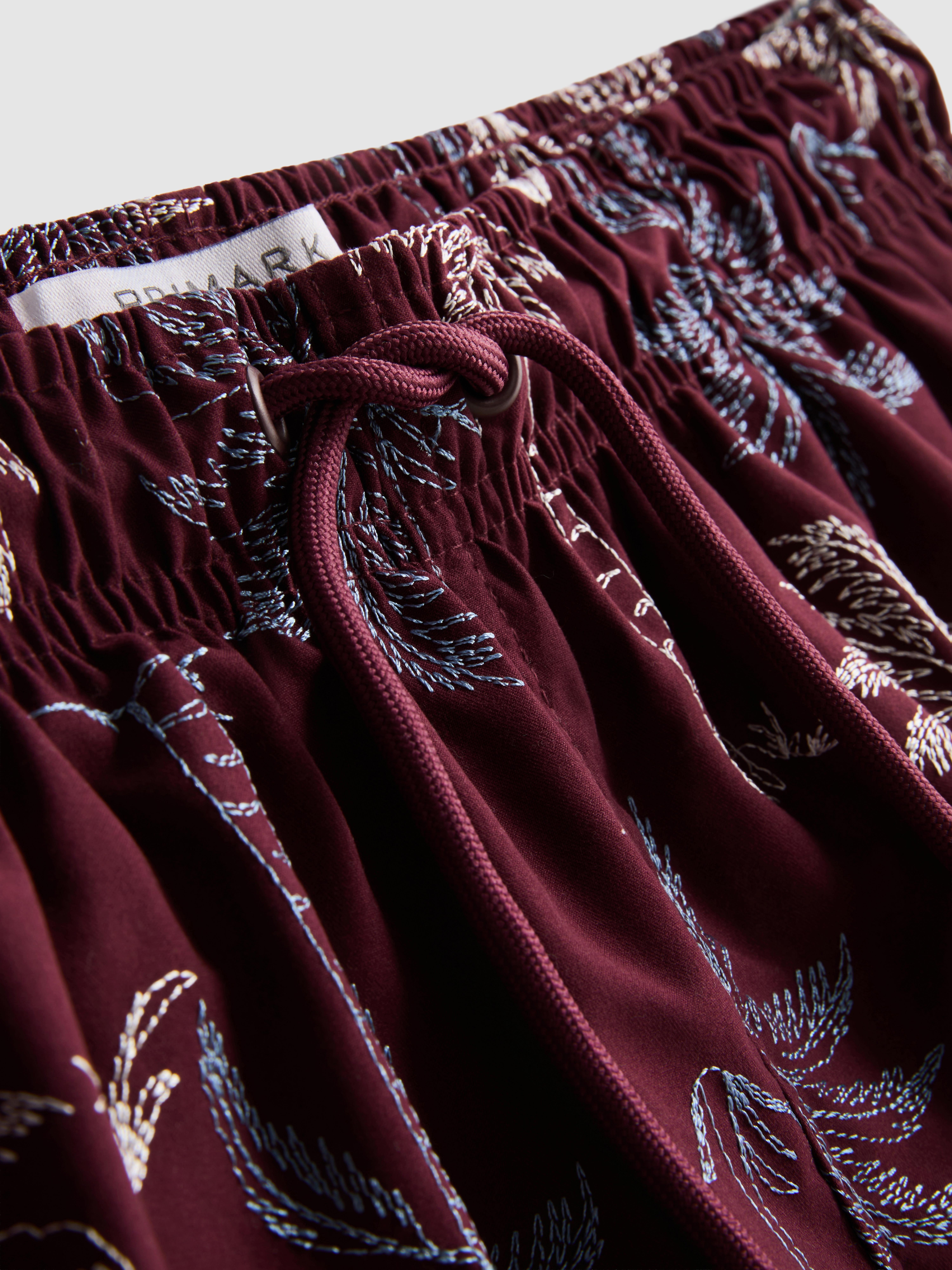 Embroidered Palm Tree Swimming Shorts