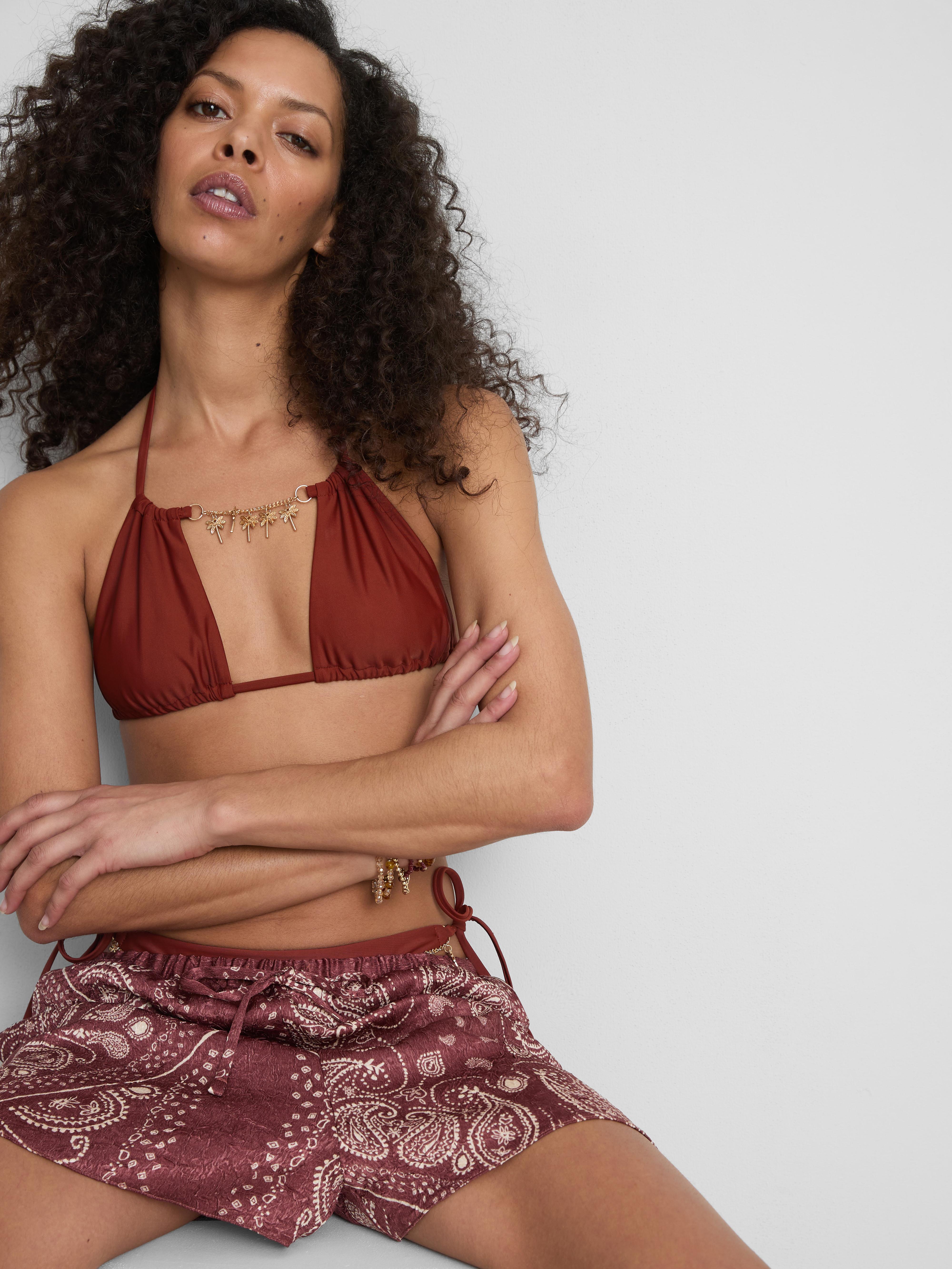 Chain Detail Triangle Bikini Top