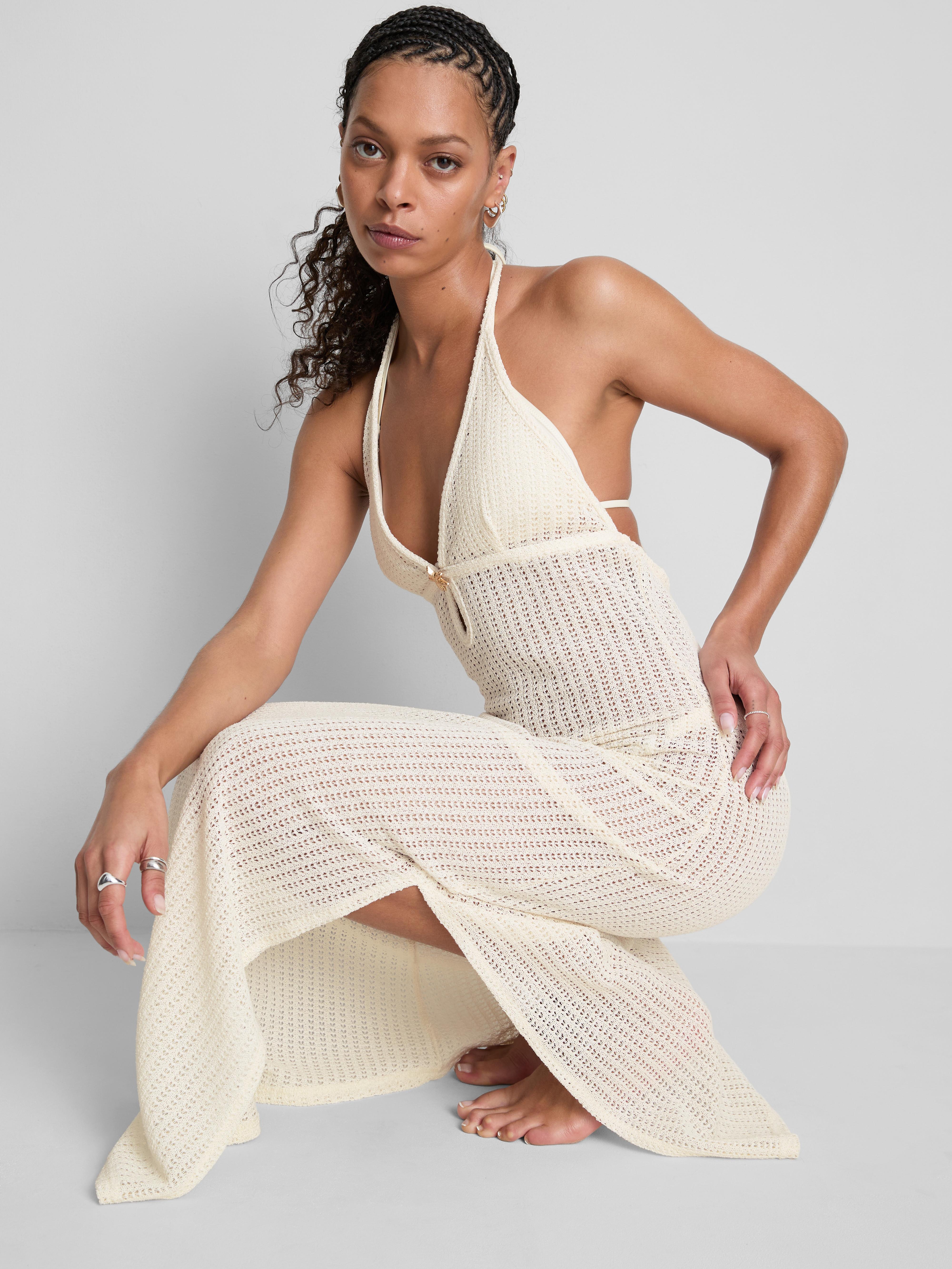 Vestido de playa de crochet con estrellas de mar