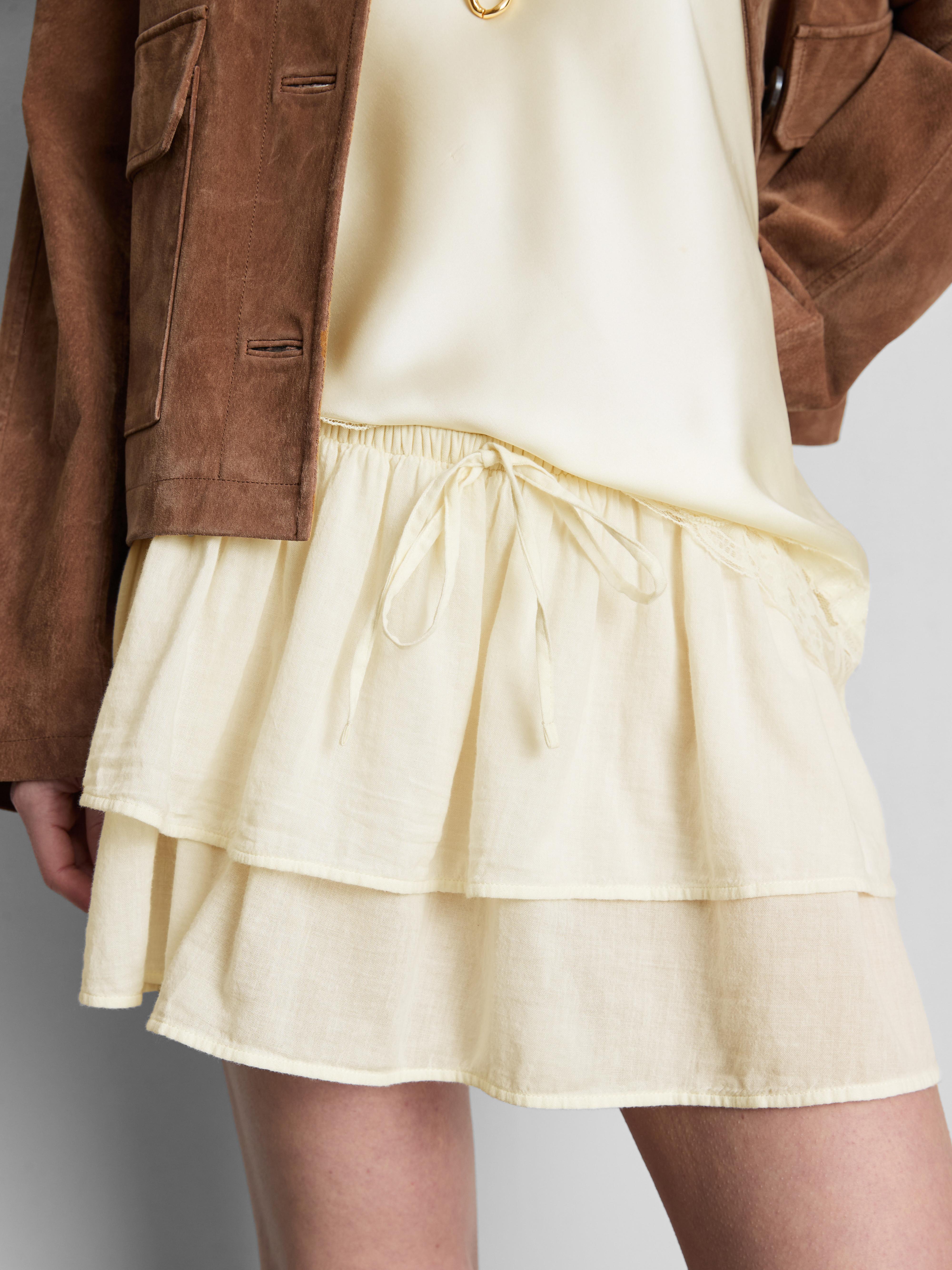 Cotton Tiered Ruffle Mini Skirt