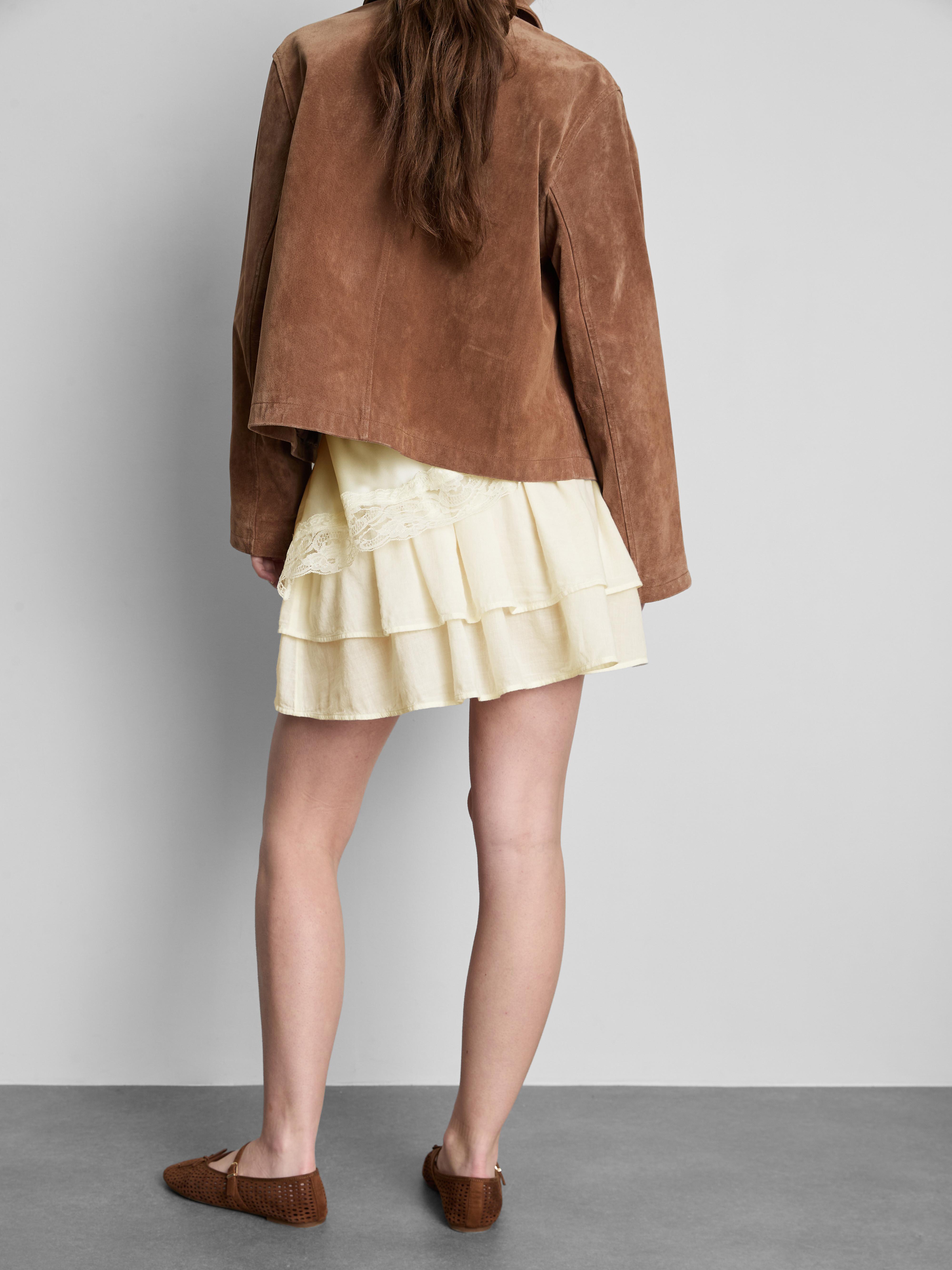 Cotton Tiered Ruffle Mini Skirt