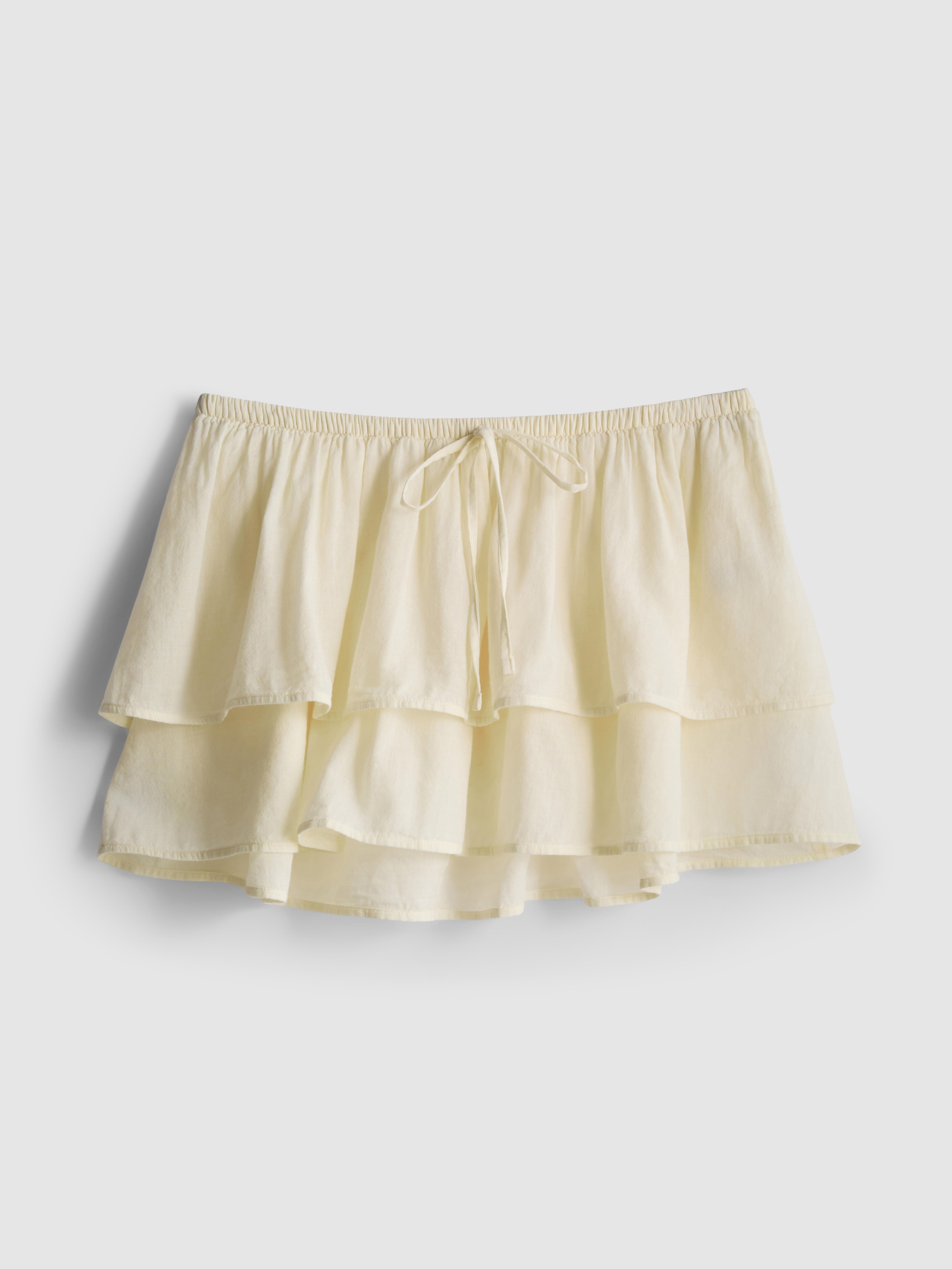 Cotton Tiered Ruffle Mini Skirt