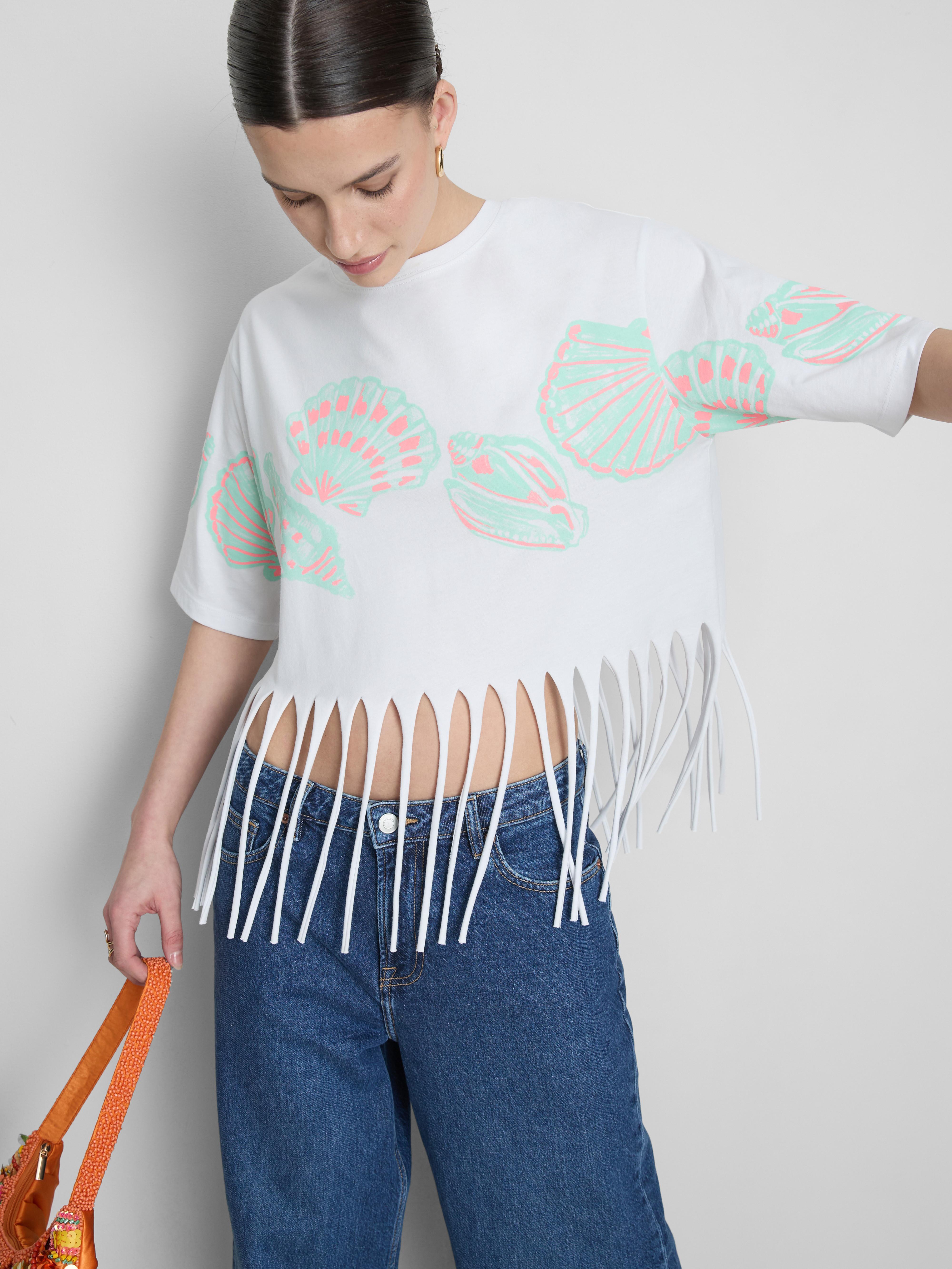 Cotton Shell Fringe Tee