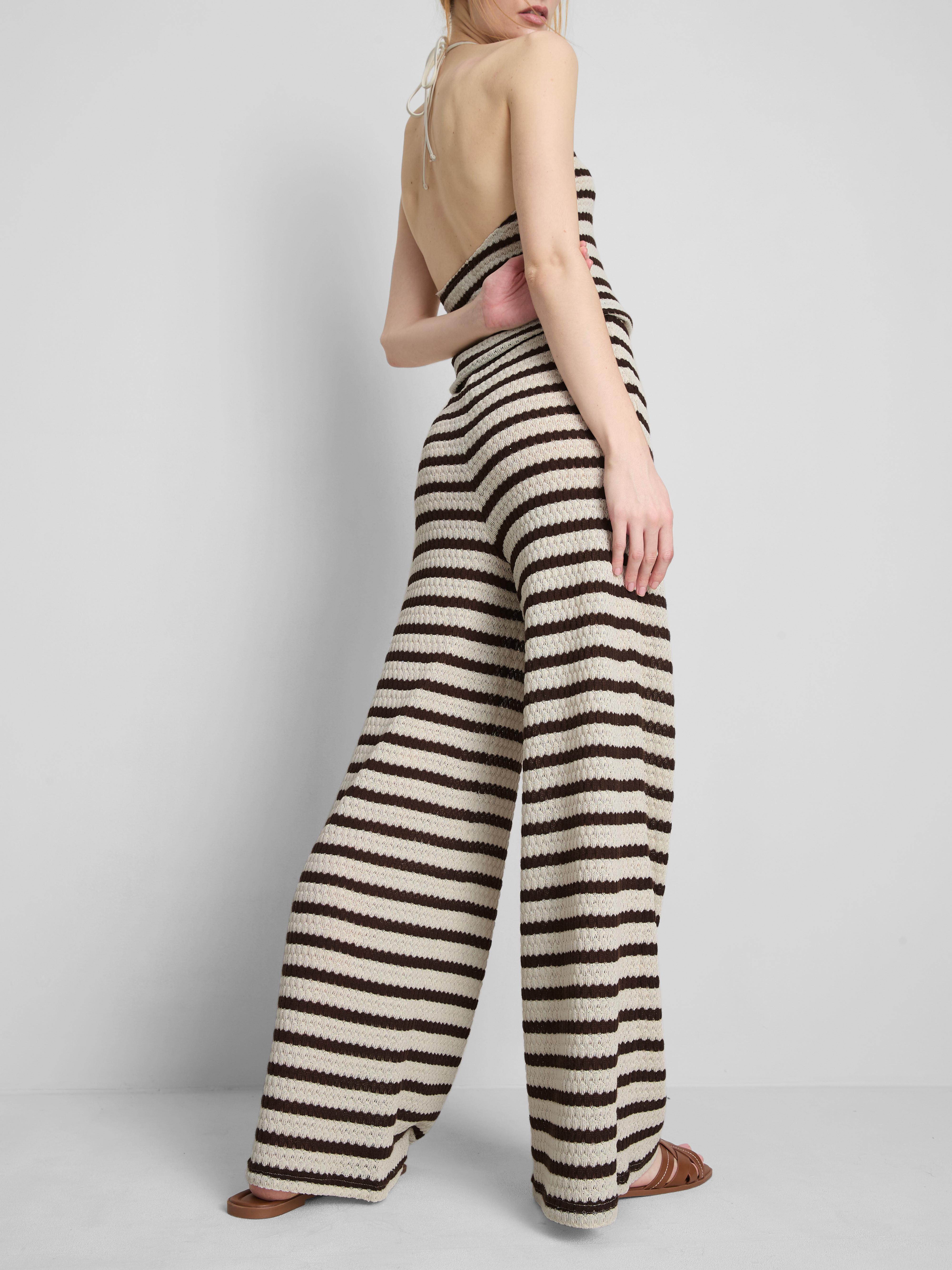 Pantalon de plage large en maille à rayures
