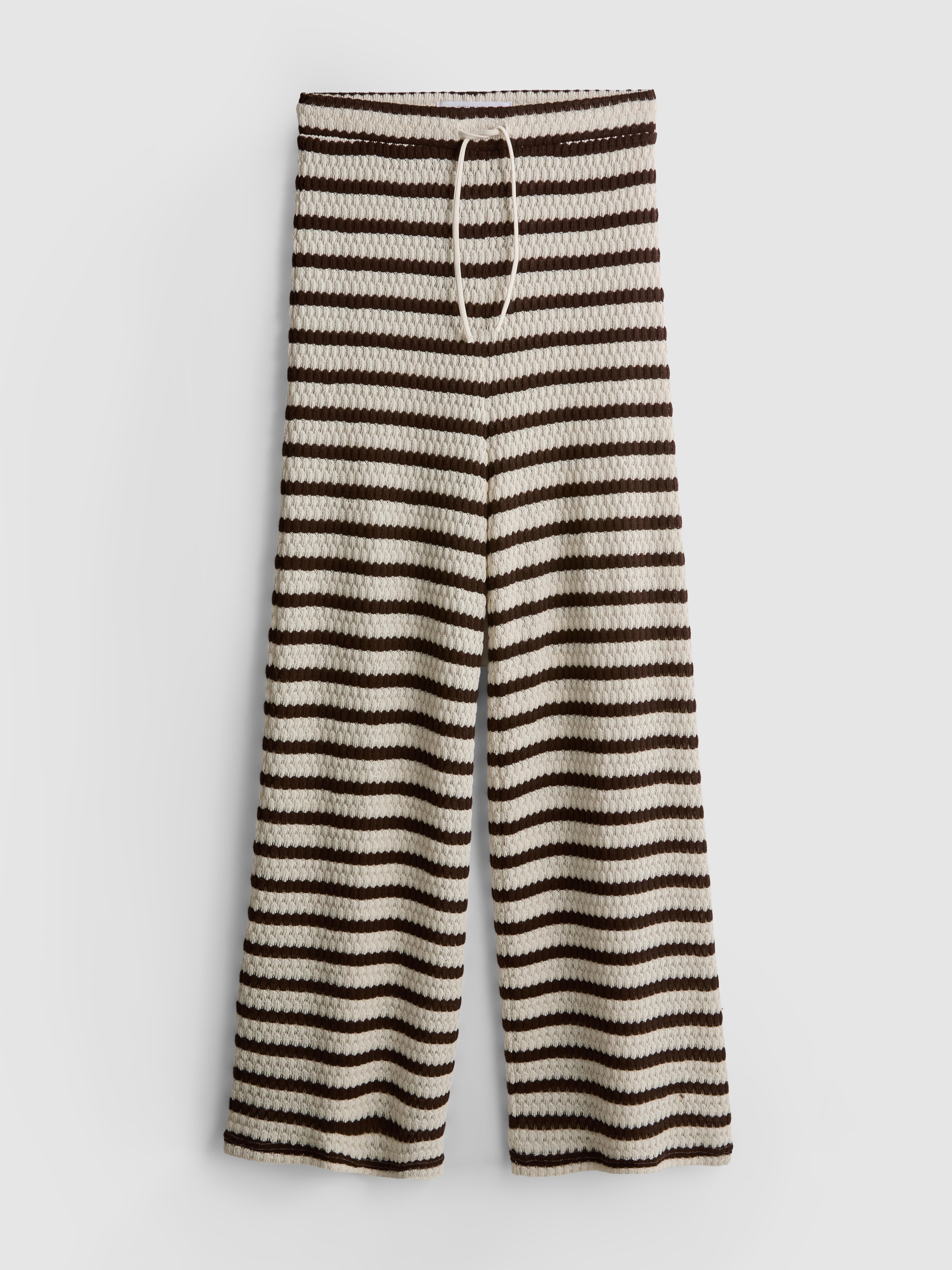 Crochet Striped Wide Leg Beach Pants