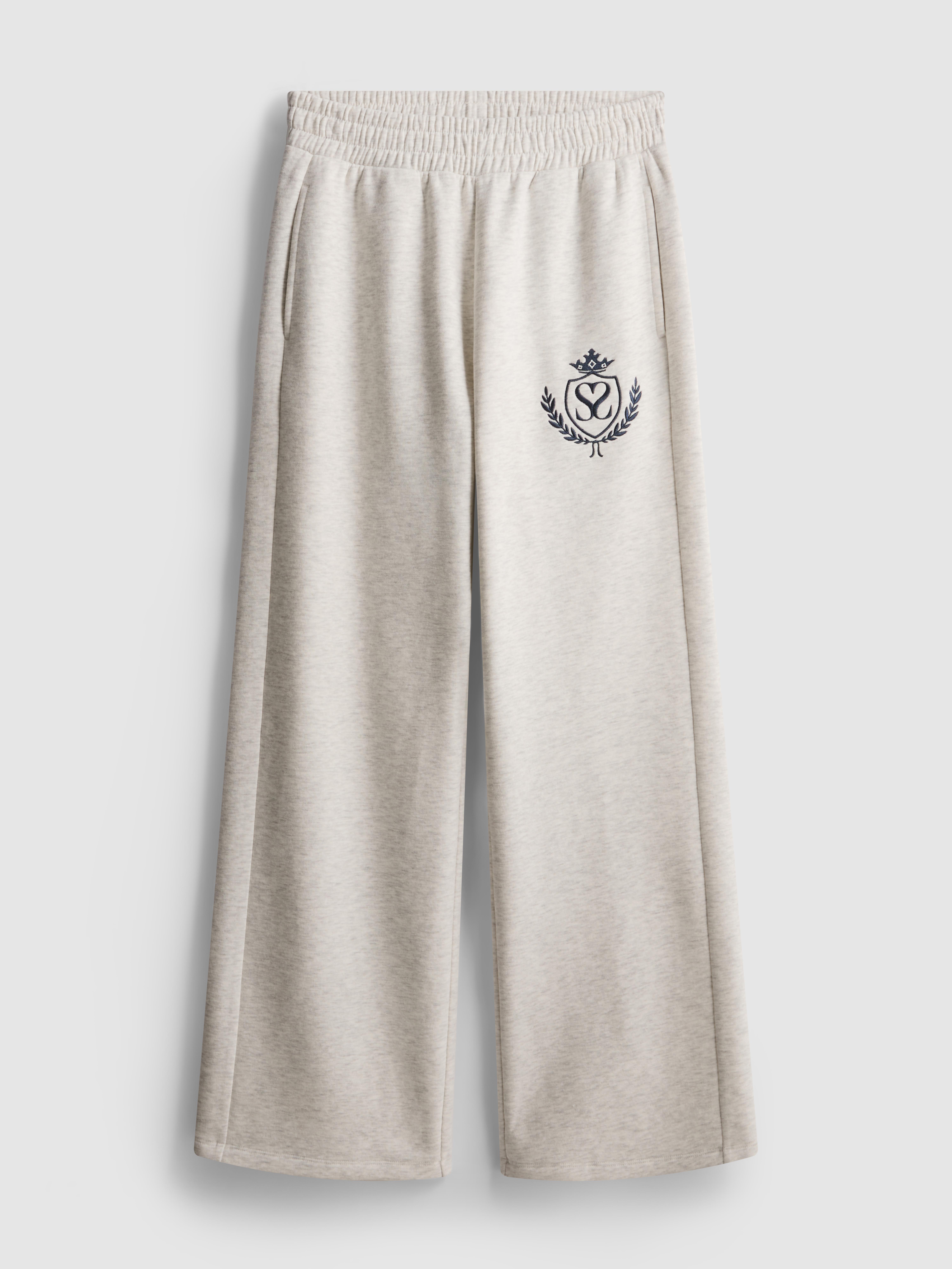 Katoenrijke wijde joggingbroek in collegestijl