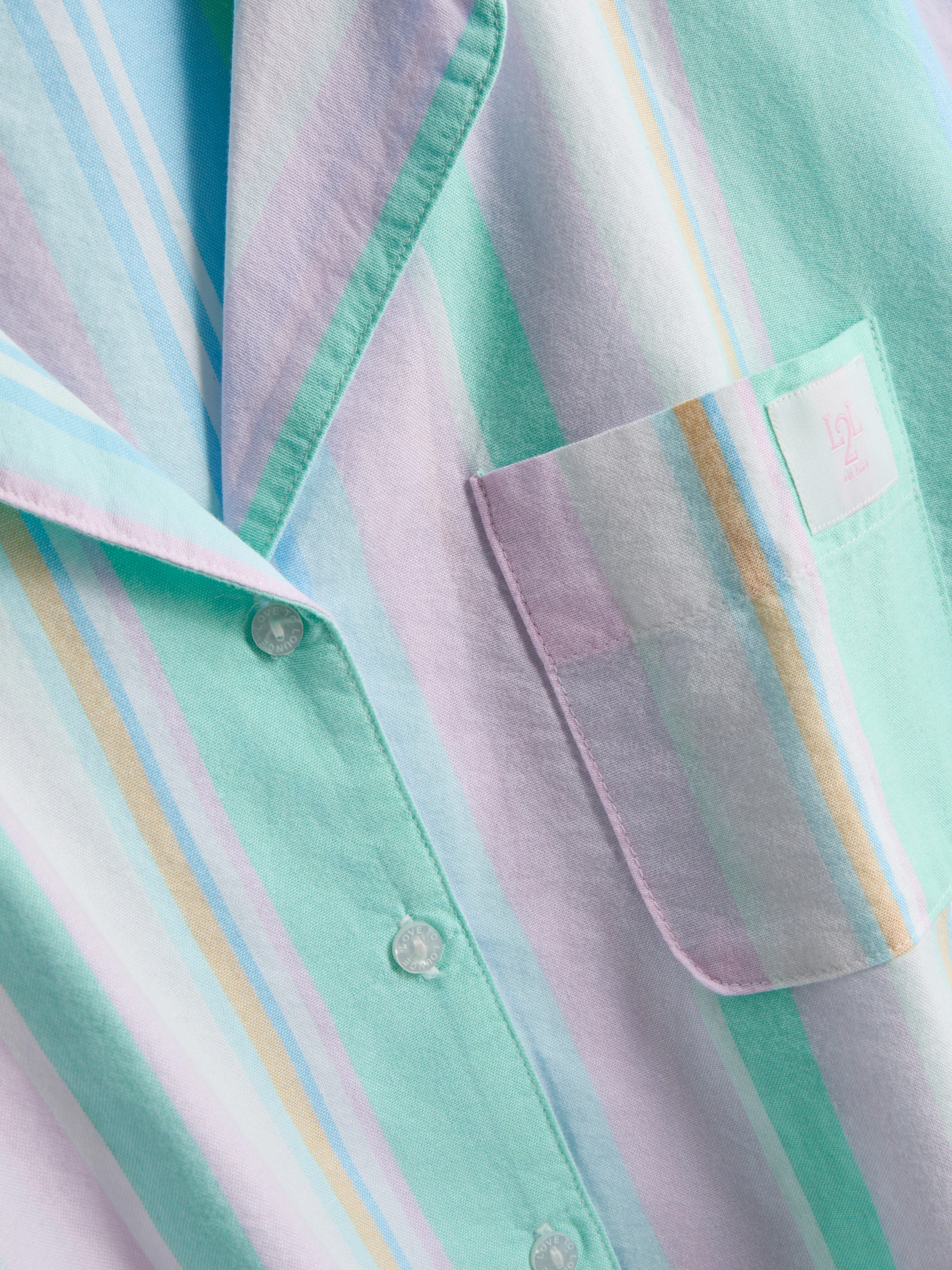 Kort pastelkleurig pyjamaoverhemd Love To Lounge