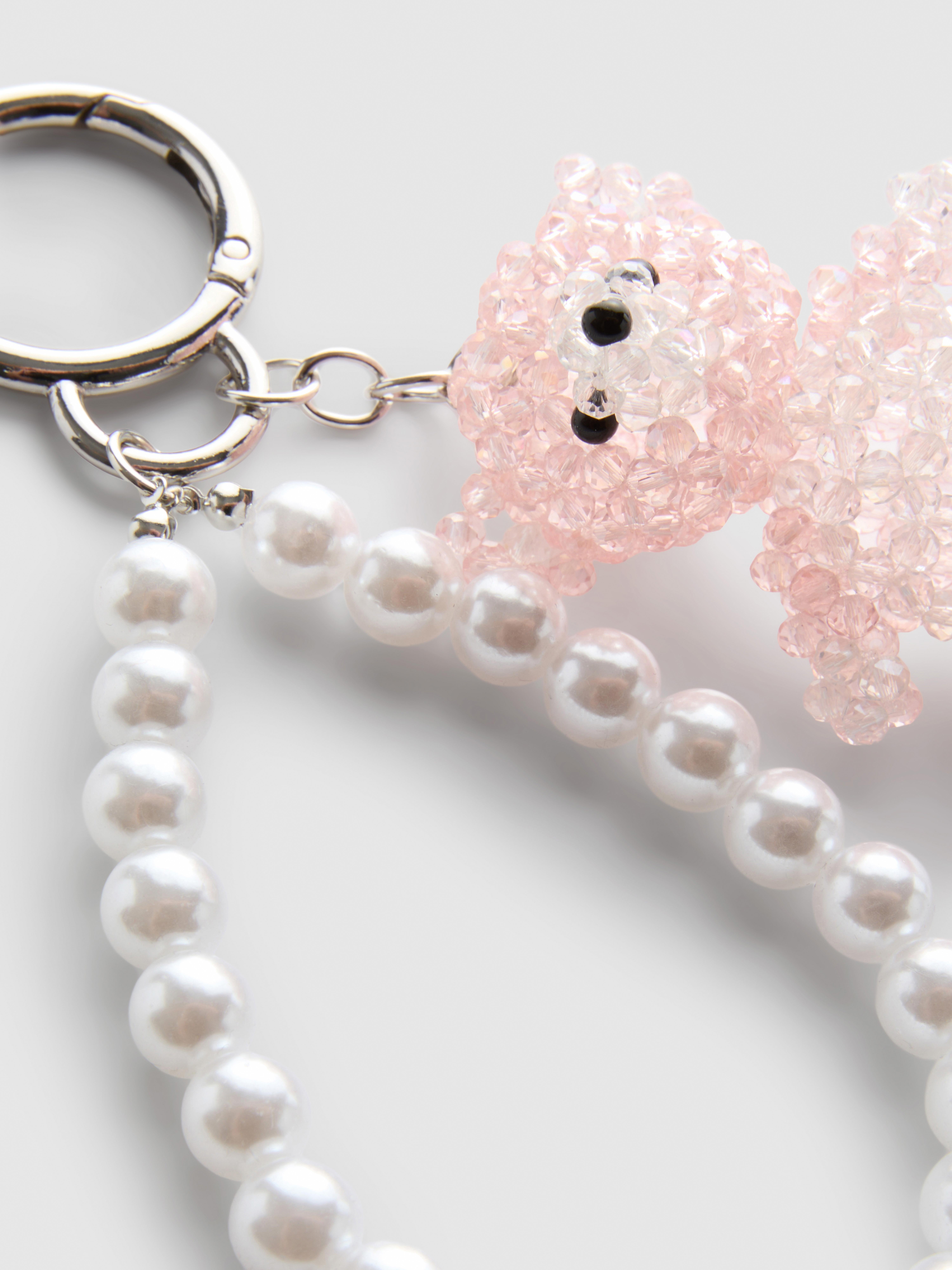 Sleutelhanger met kraaltjes en teddybeer