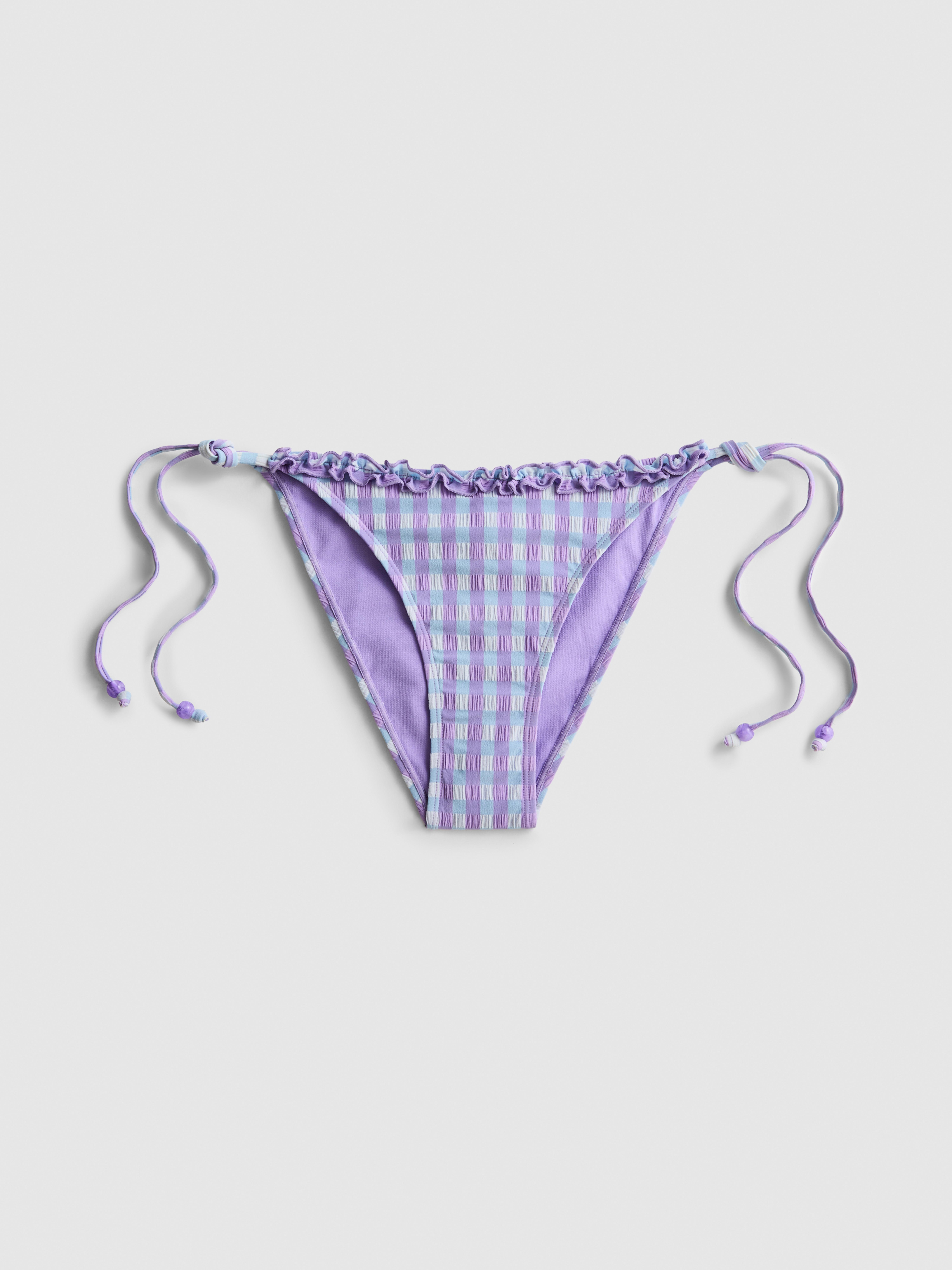 Gingham Ruffle Tie Side Bikini Bottoms