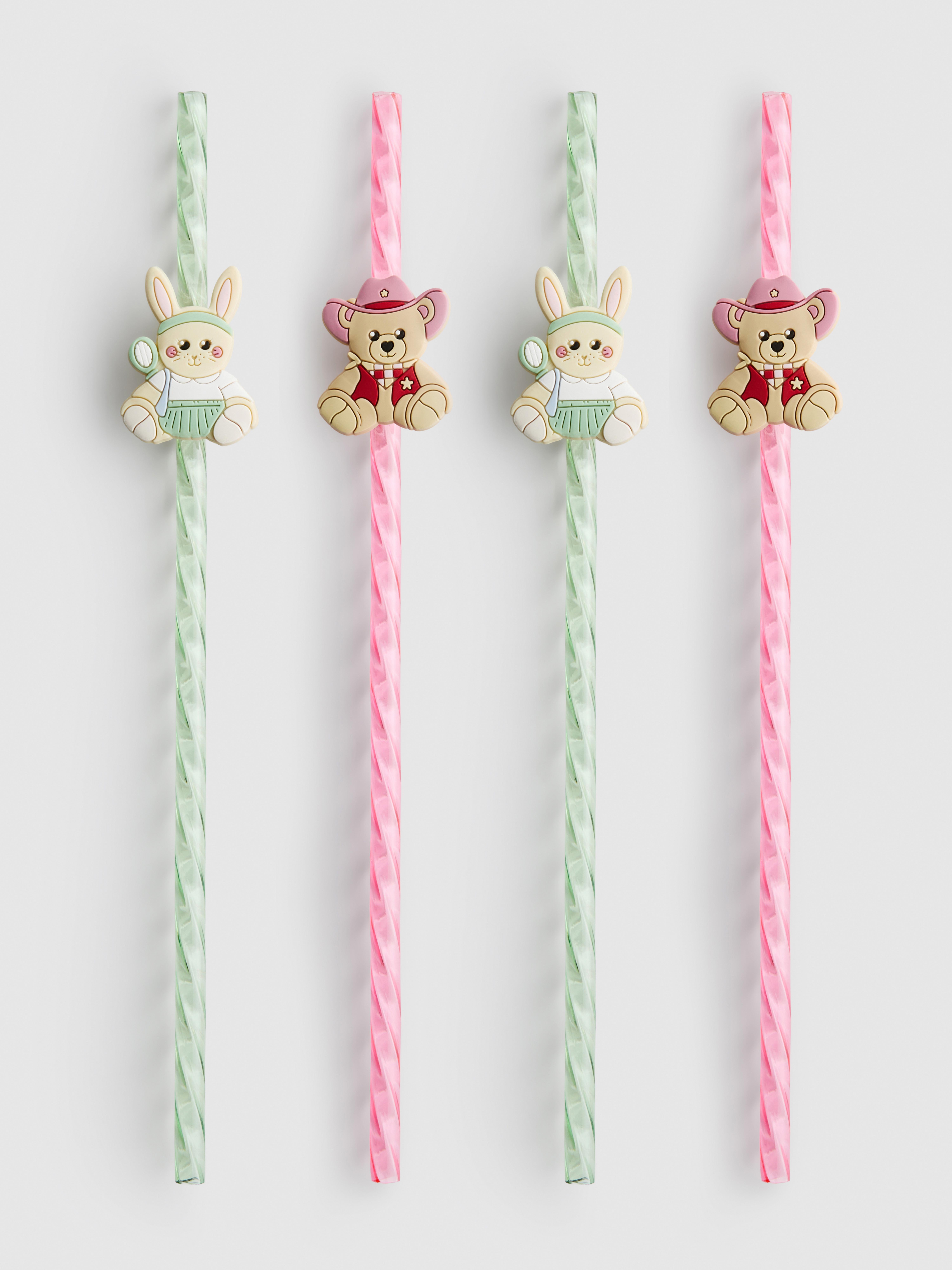 Originelle Hasenstrohhalme, 4er-Pack