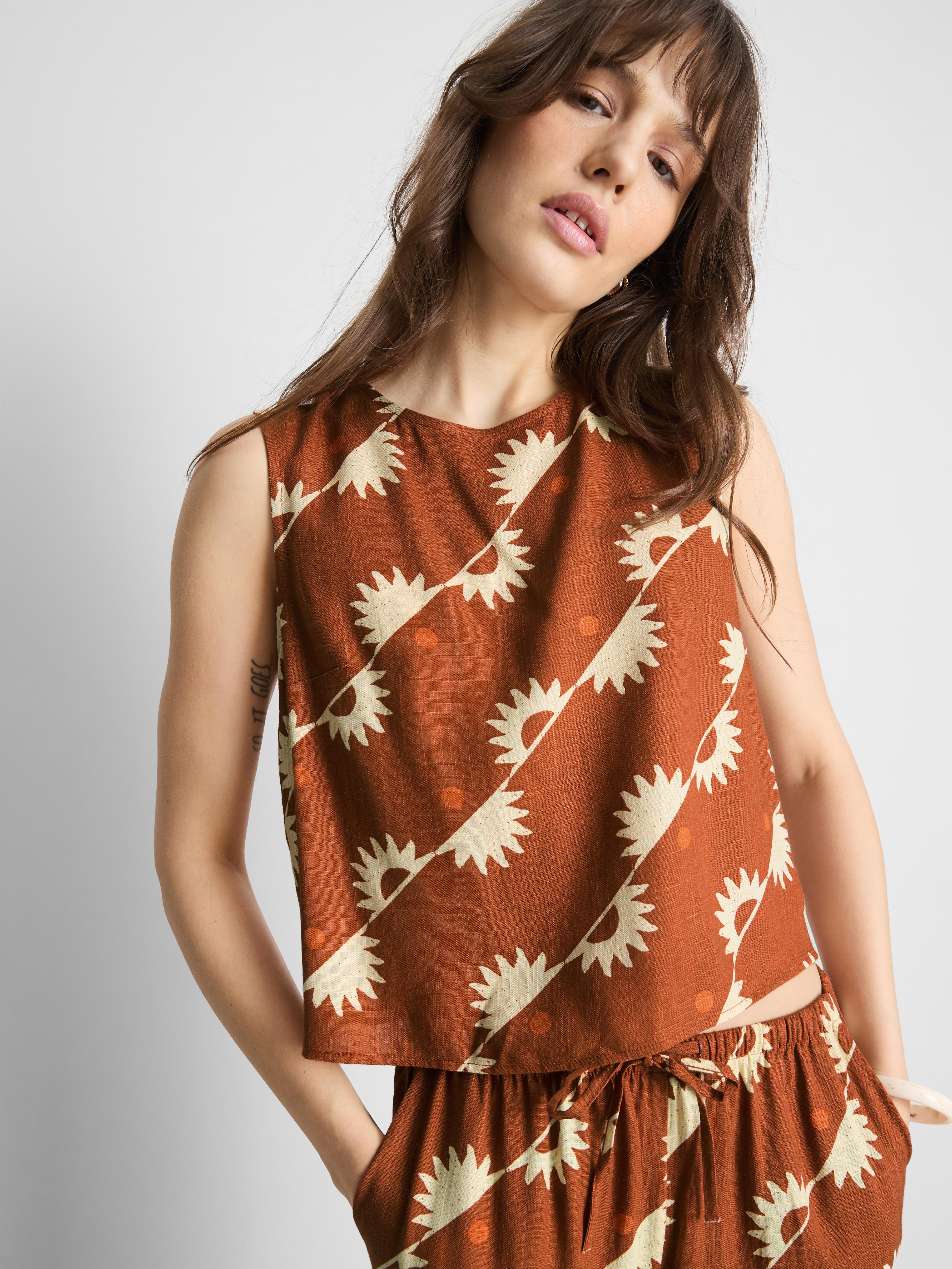 Débardeur en coton mélangé à motif