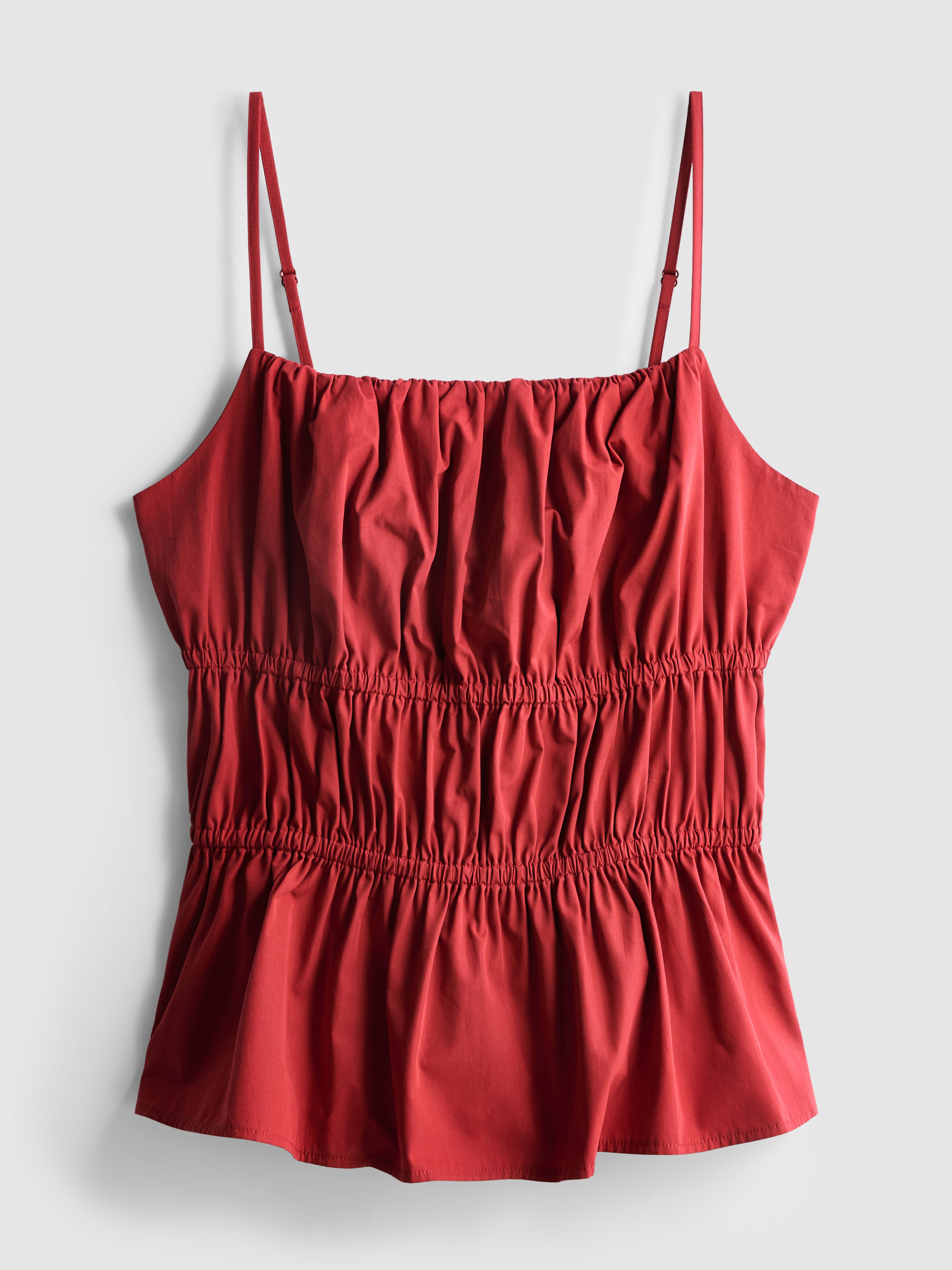 Ruched Cotton Poplin Cami Top