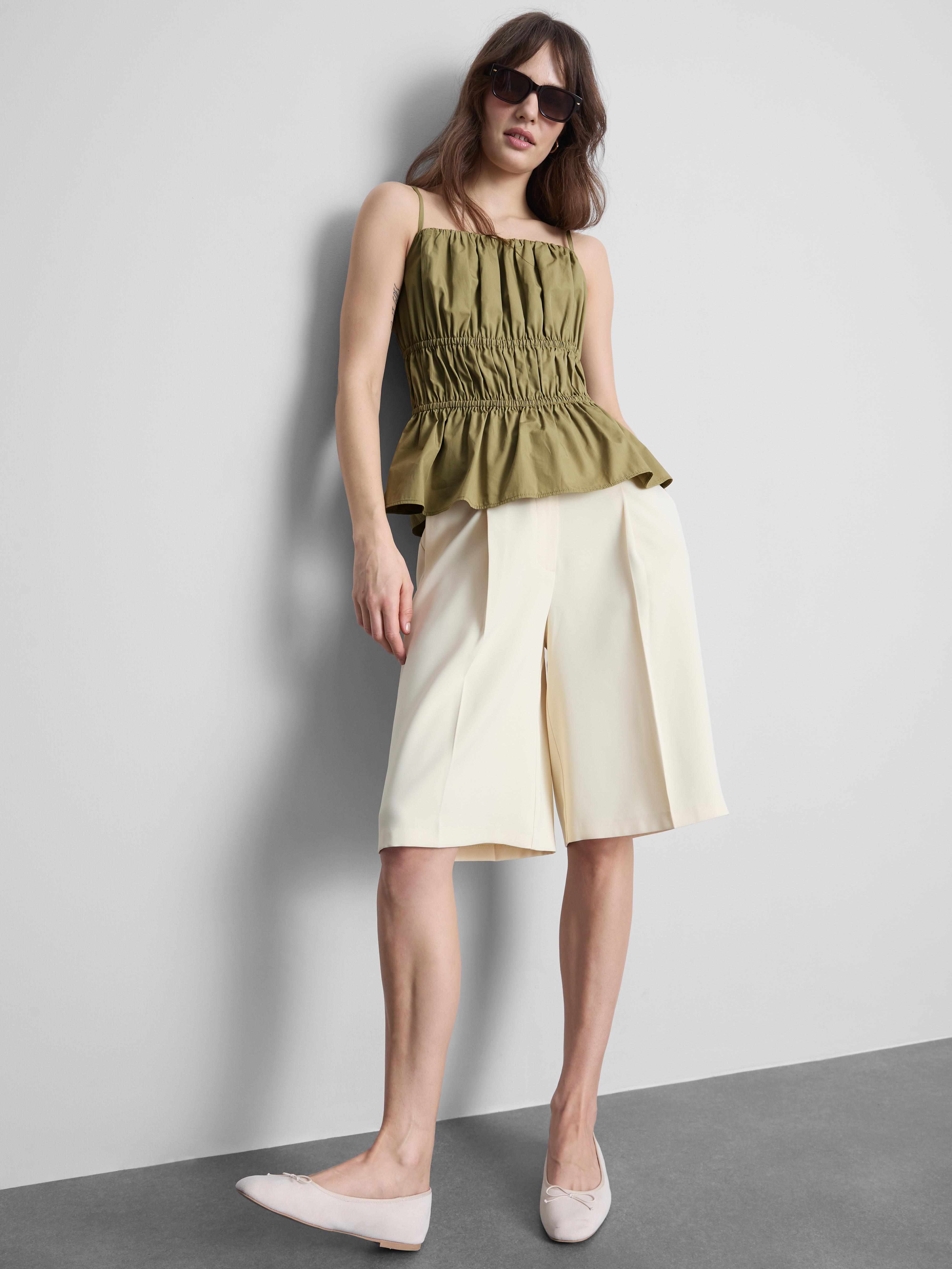 Ruched Cotton Poplin Cami Top