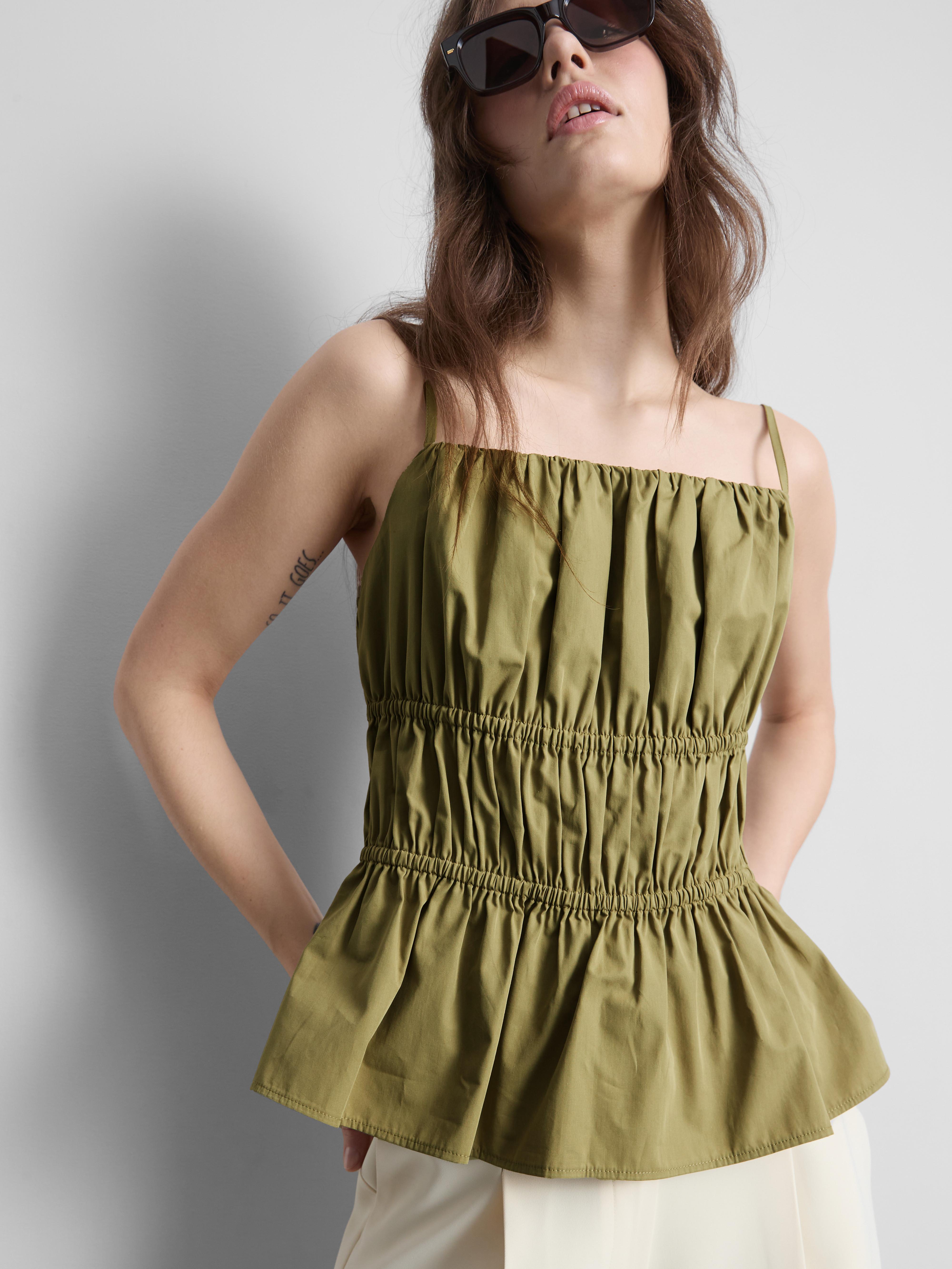Ruched Cotton Poplin Cami Top