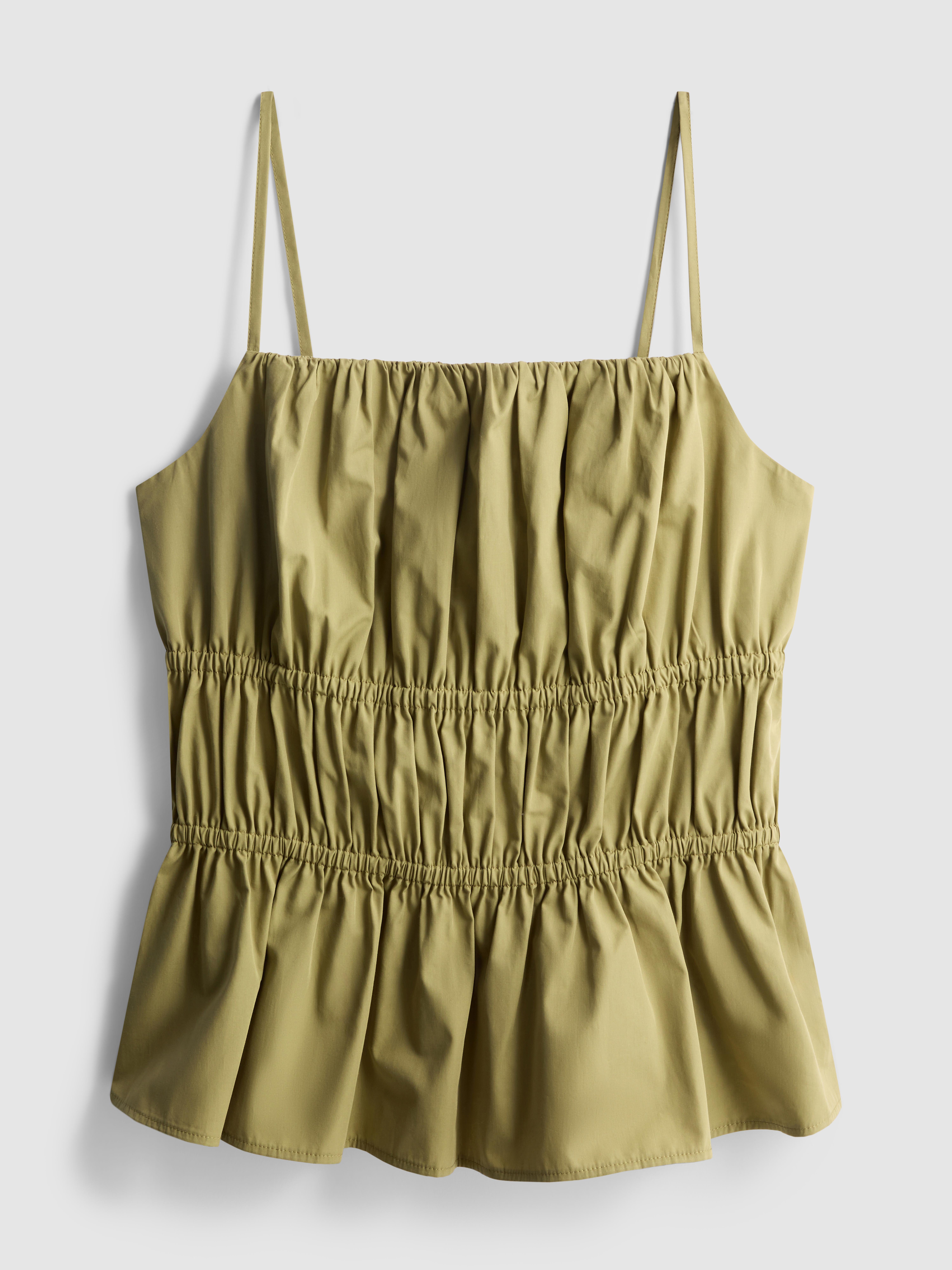 Ruched Cotton Poplin Cami Top