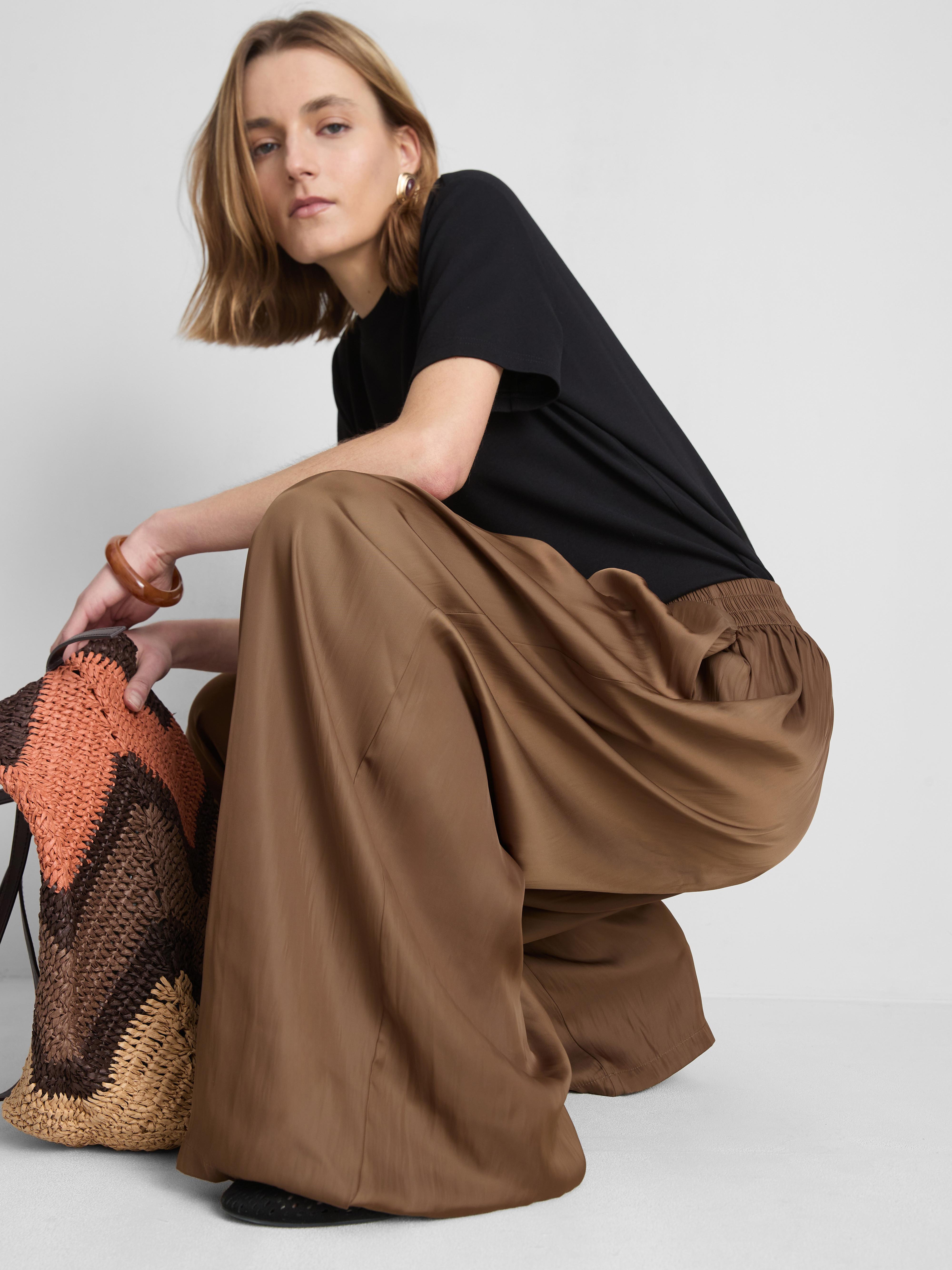The Edit Satin Wide Leg Trousers