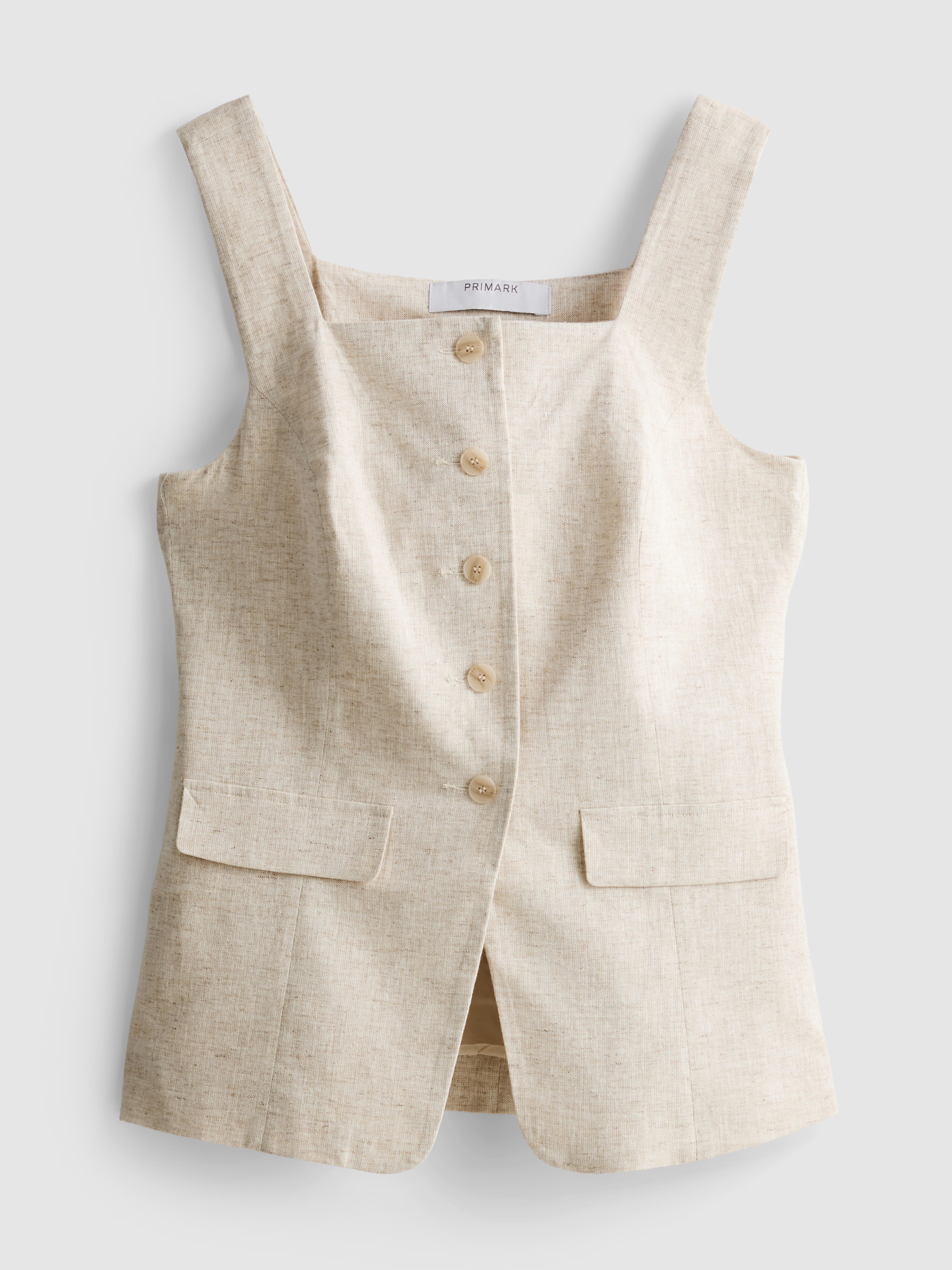 Longline Linen Blend Waistcoat