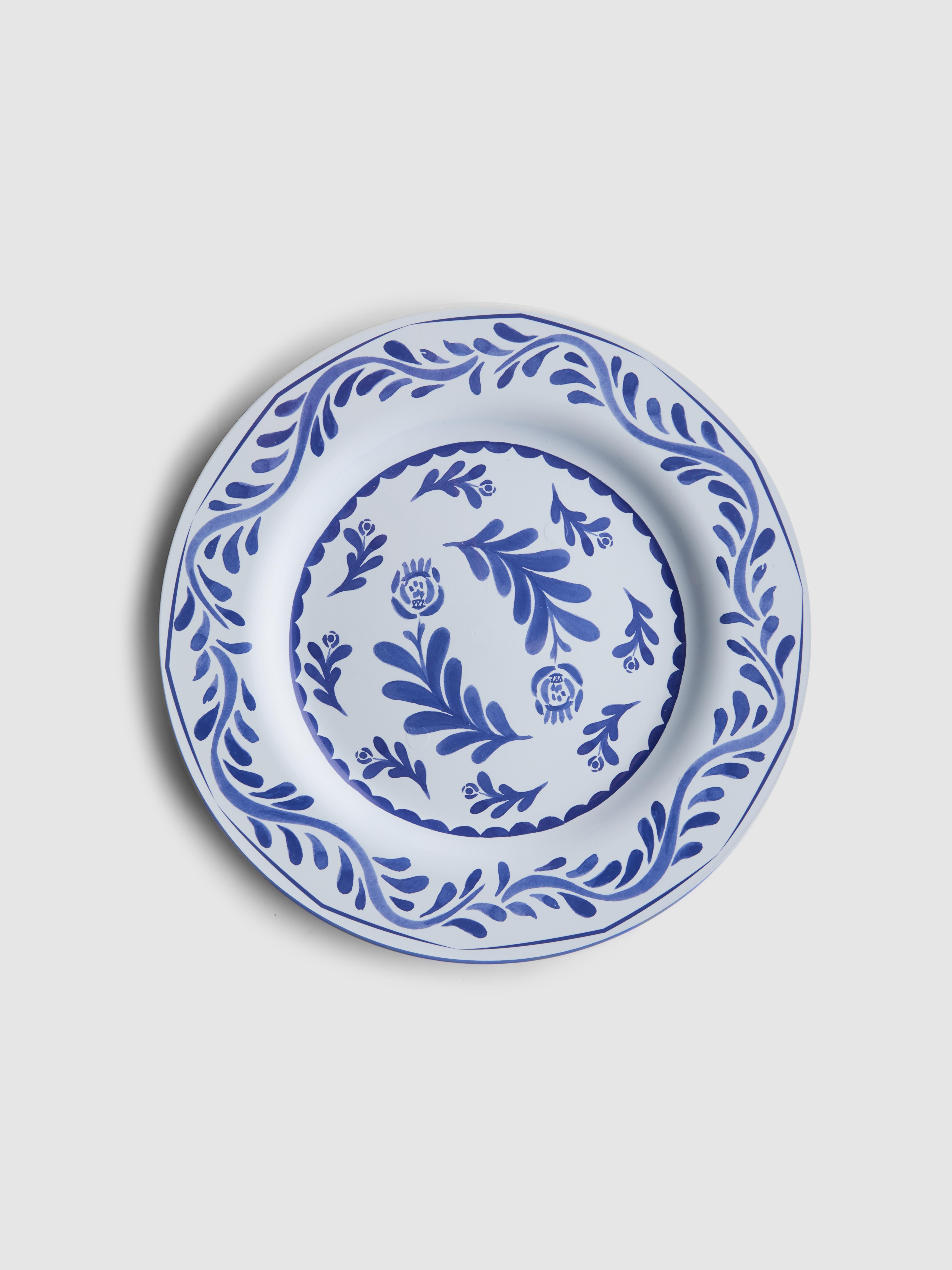 Plitva krožnika s sredozemskim cvetjem, 2 kosa