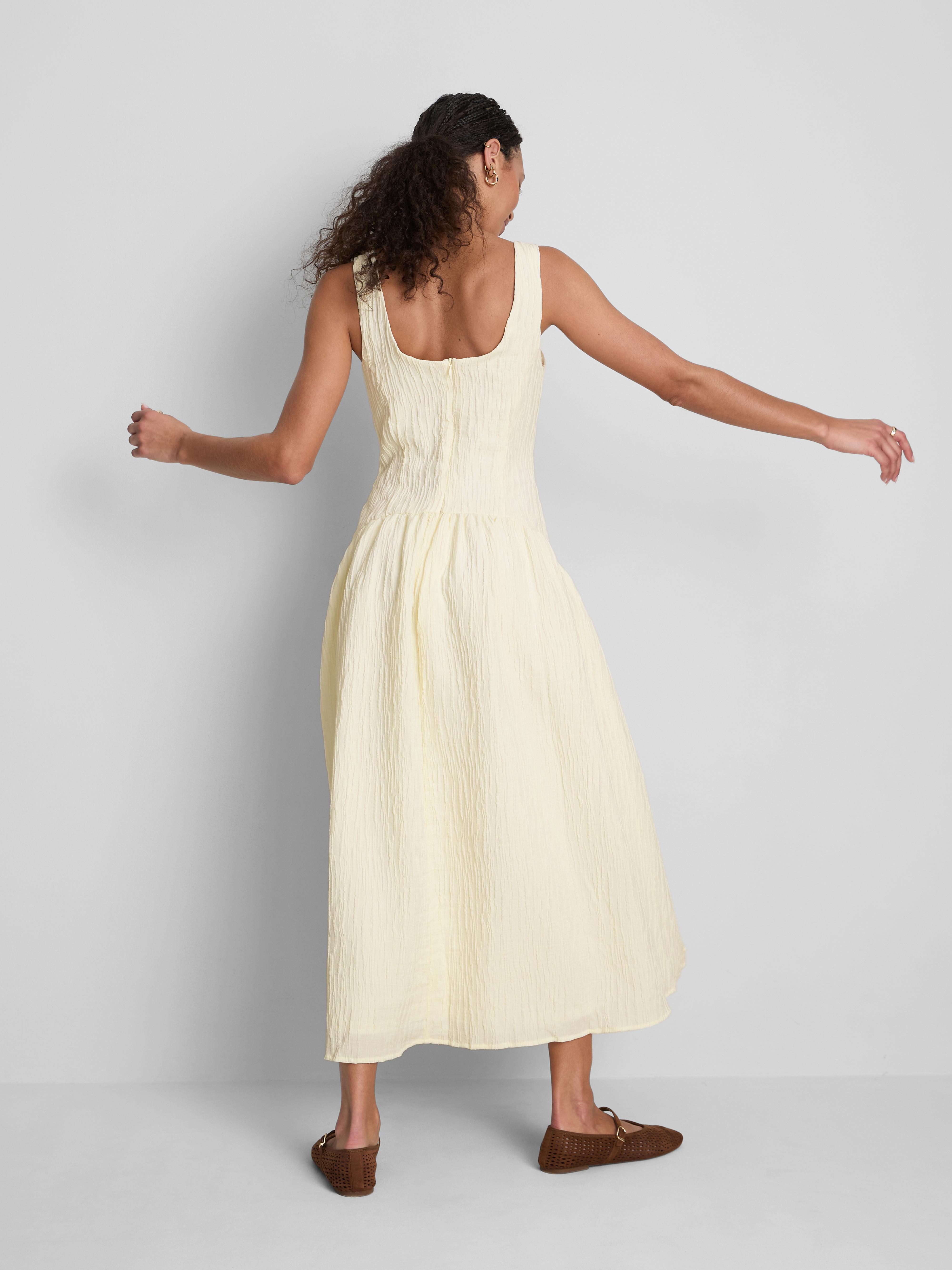Womens Ivory Textured Corset Midi Dress | Primark