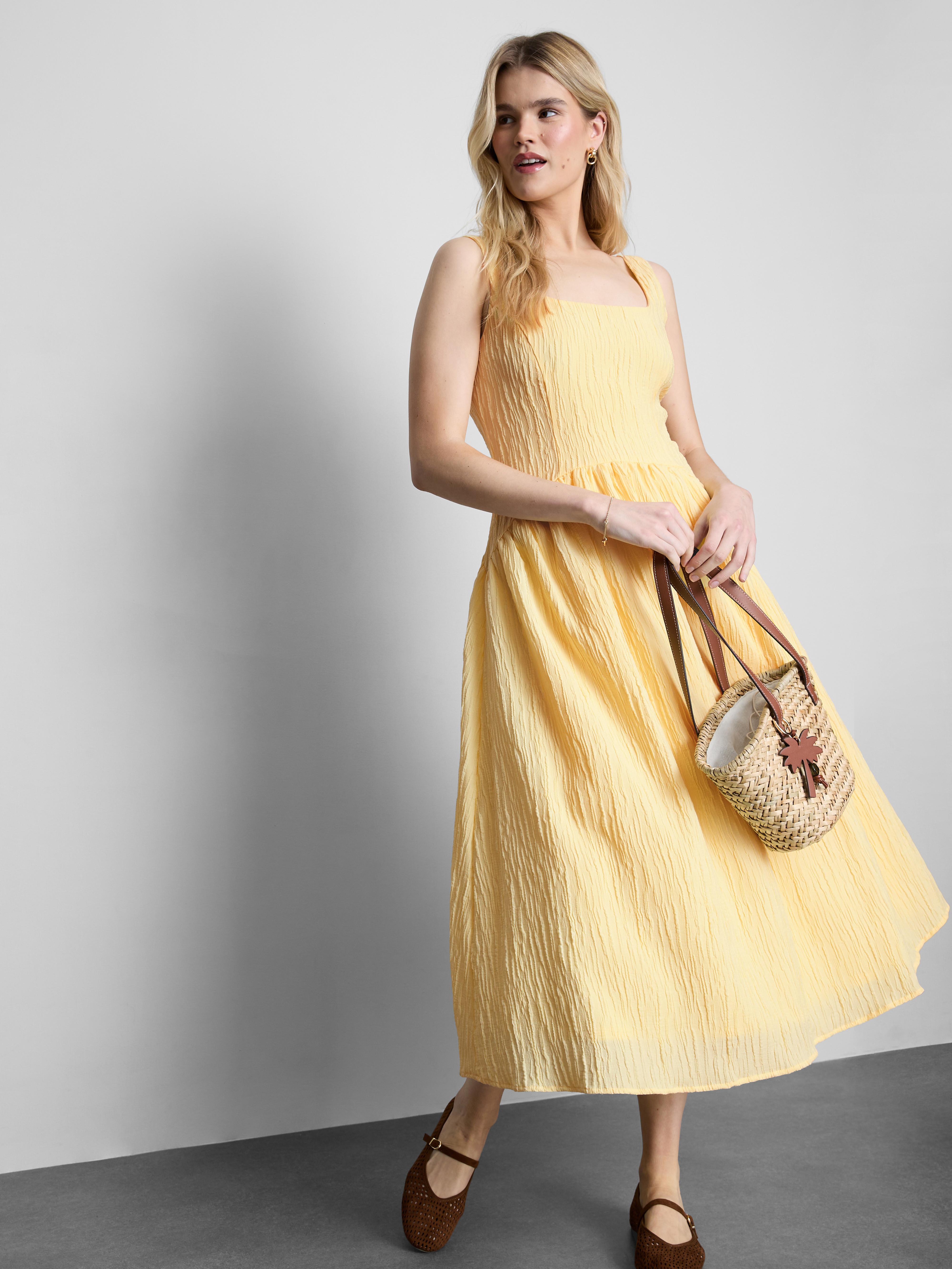 Textured Corset Midi Dress