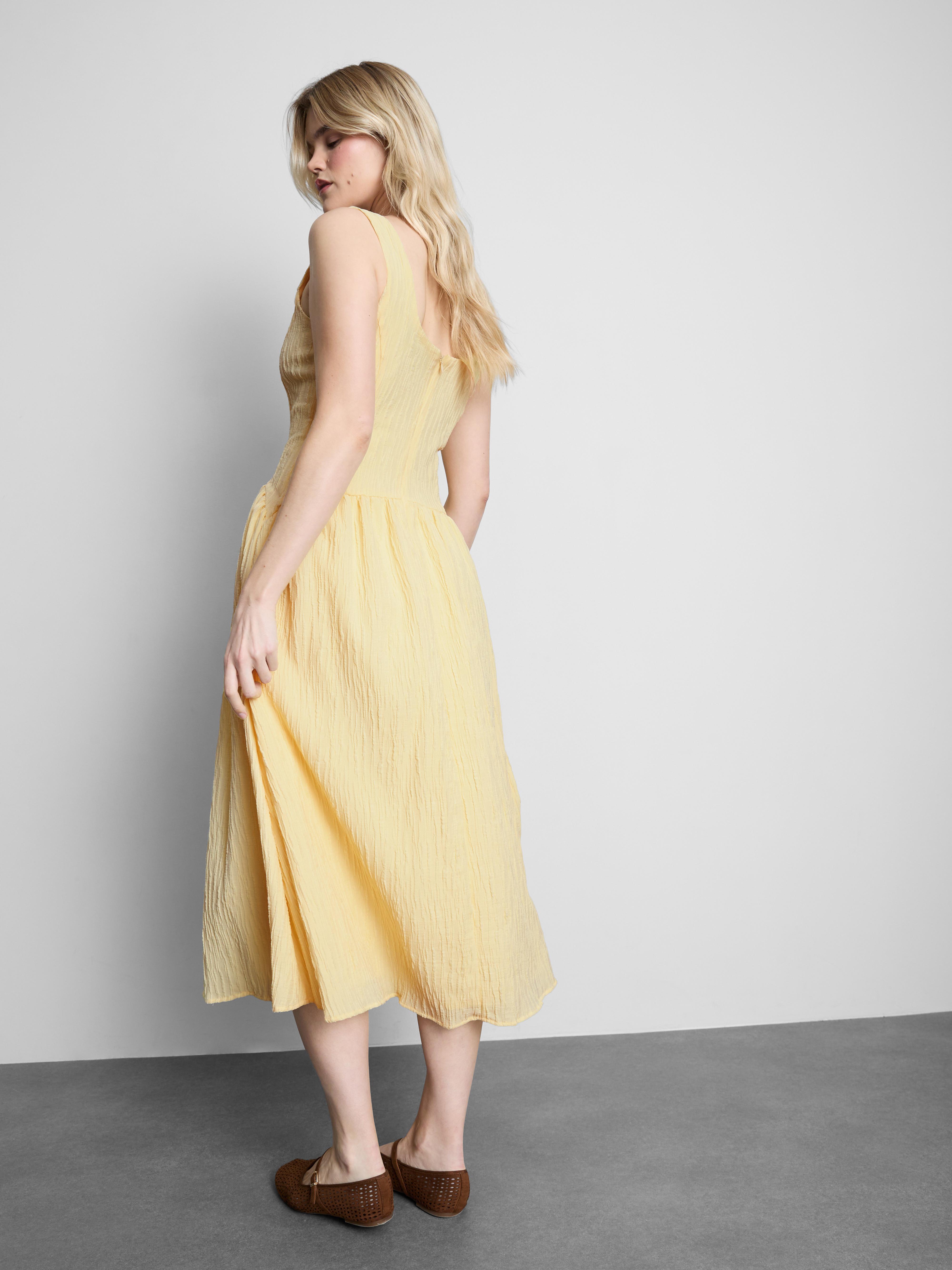 knee length dresses for ladies Lady Corset Dress ~ Yellow Luxe Satin XL main image 0