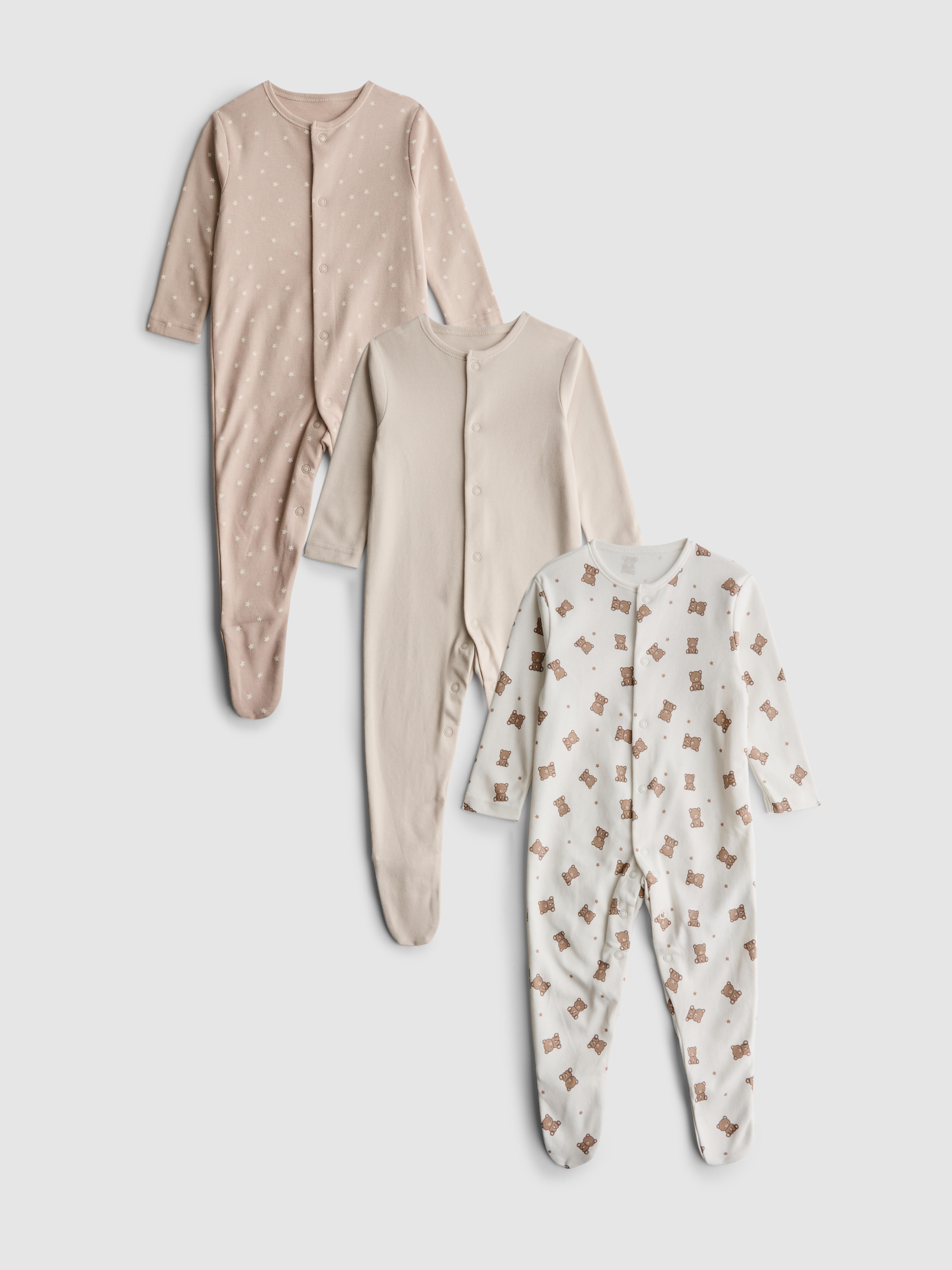 0-25mths | 3pk Bear Print Newborn Sleepers