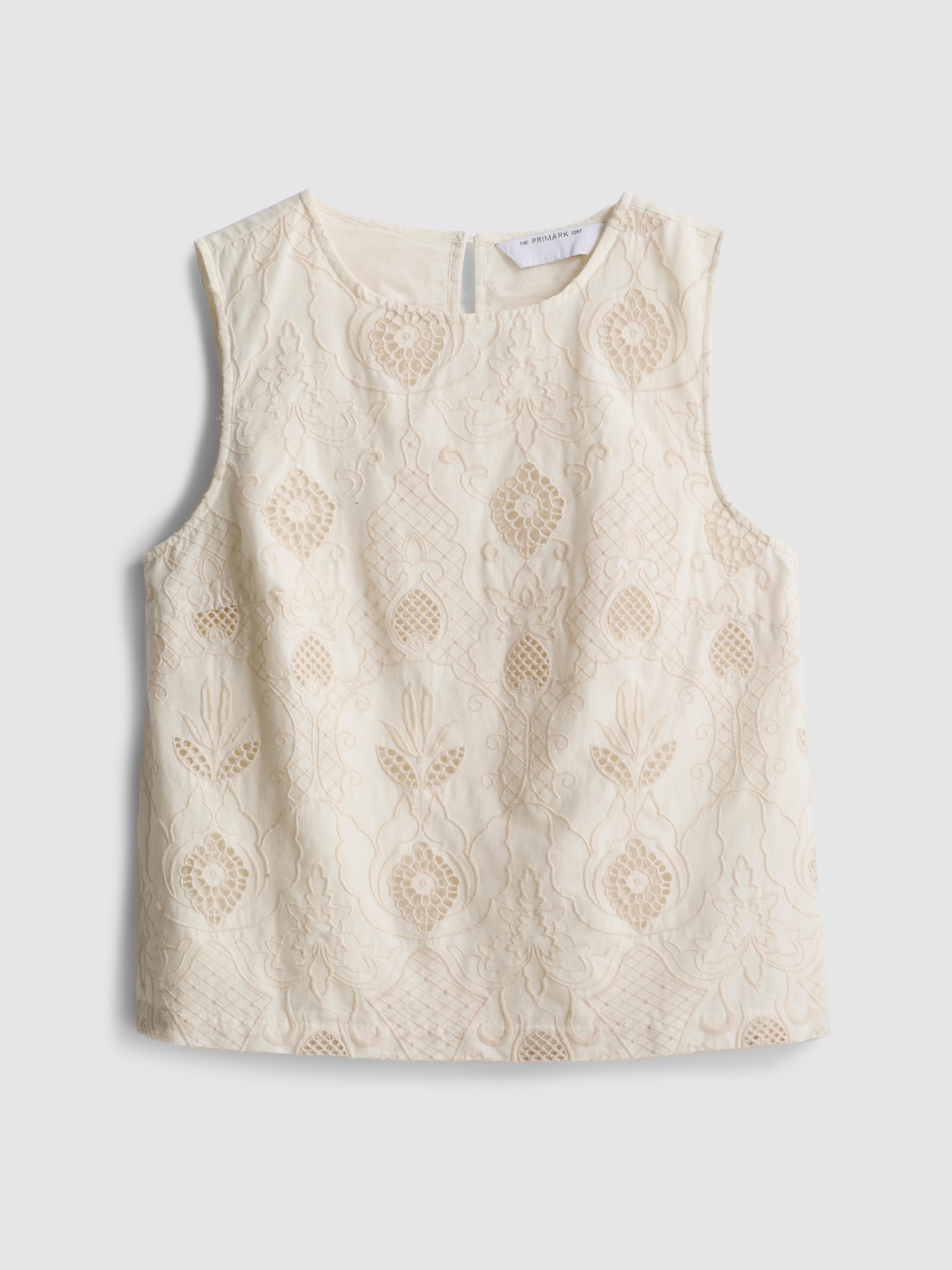 The Edit Cotton Broderie Tank Top