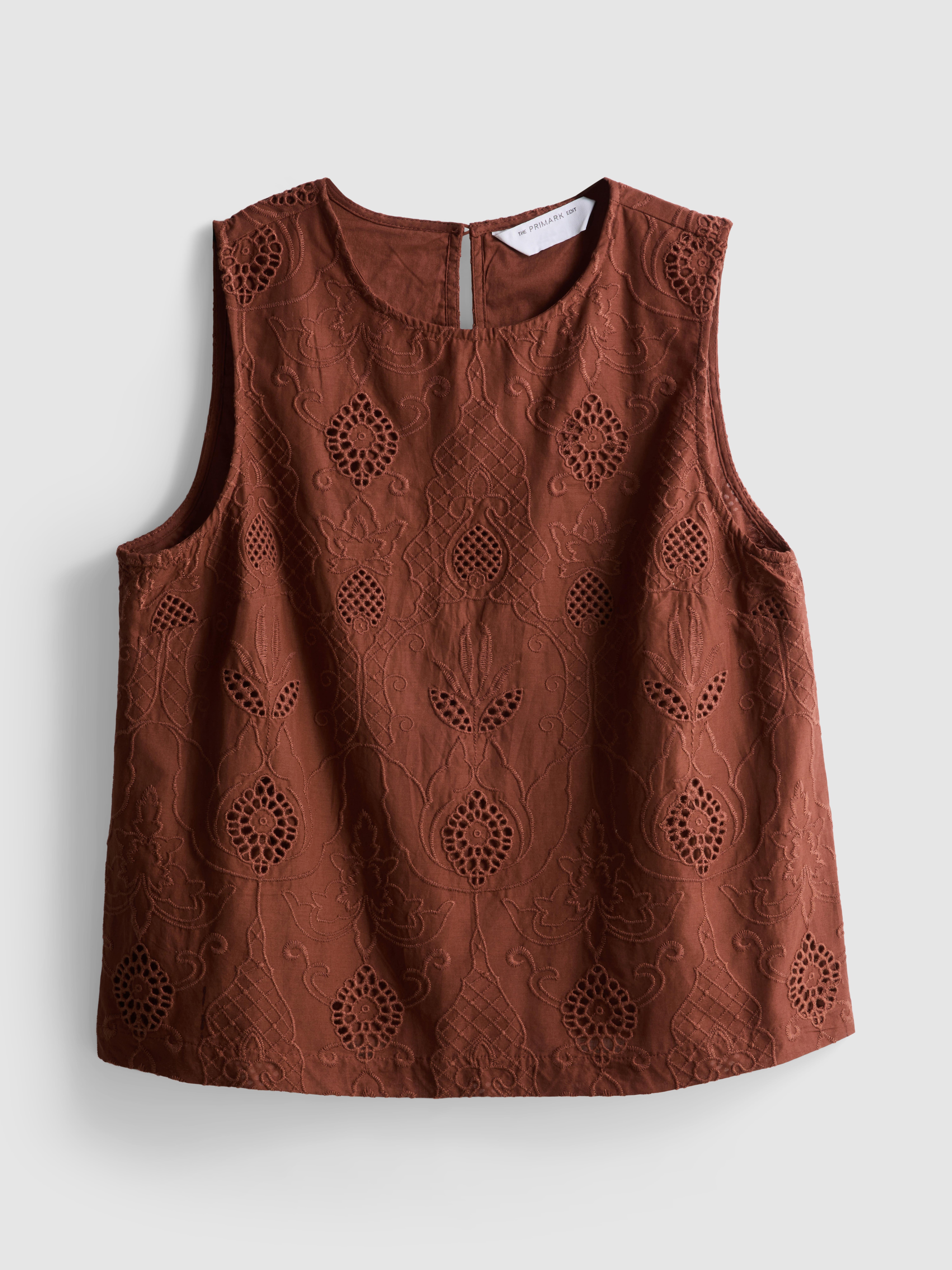 The Edit Cotton Broderie Tank Top