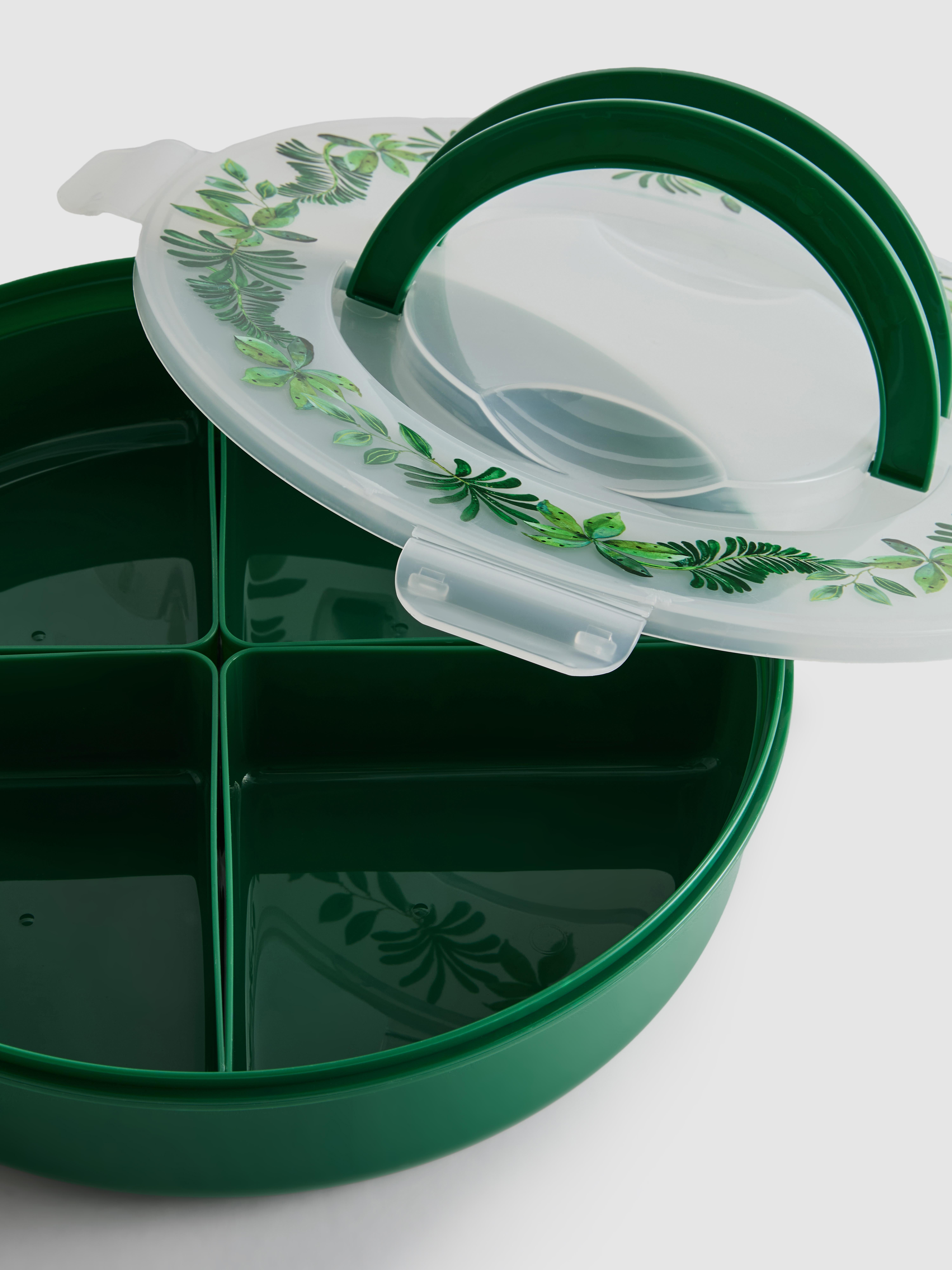 Plat de service avec couvercle à motif tropical