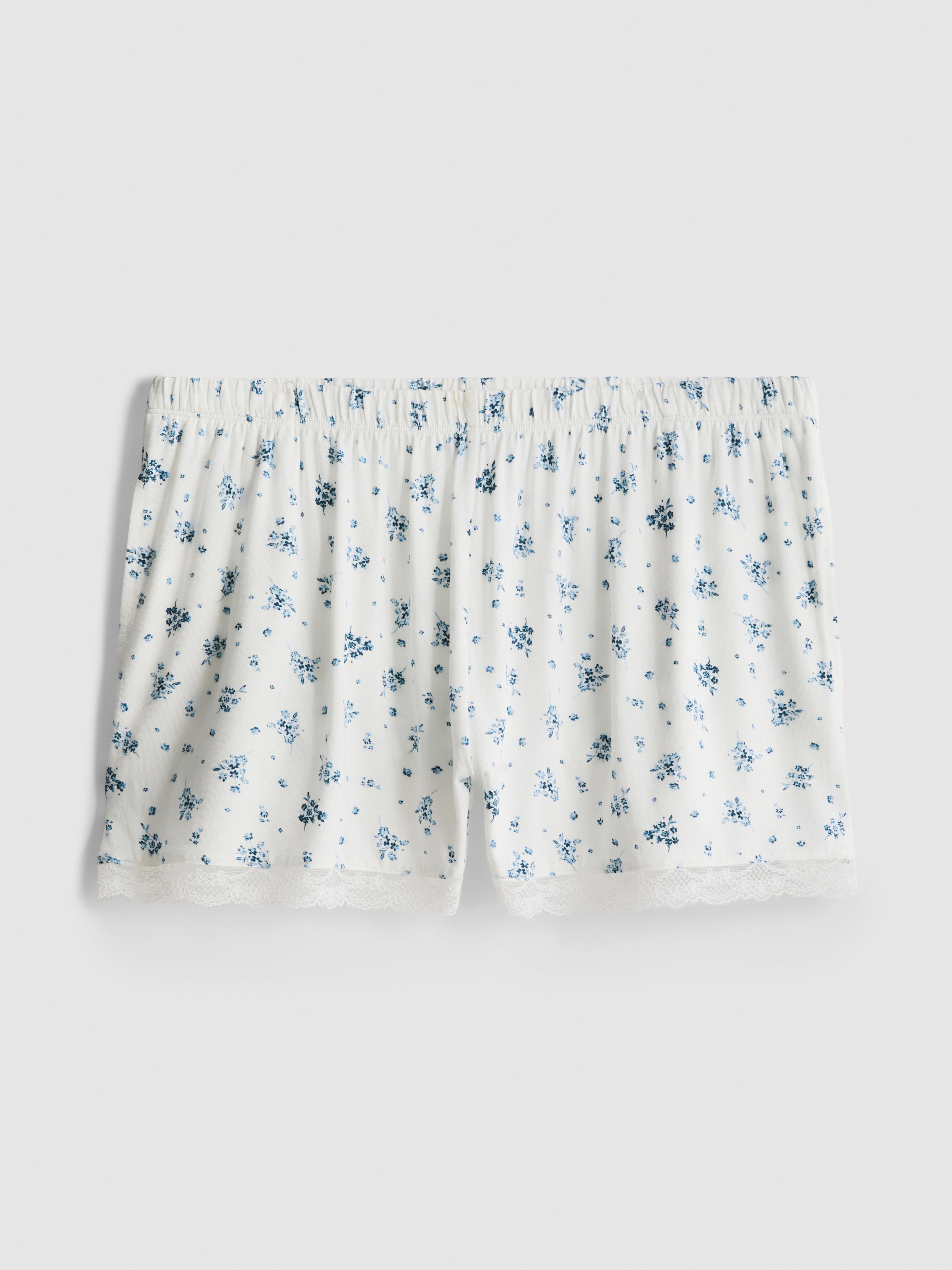 Calções pijama padrão floral ricos modal
