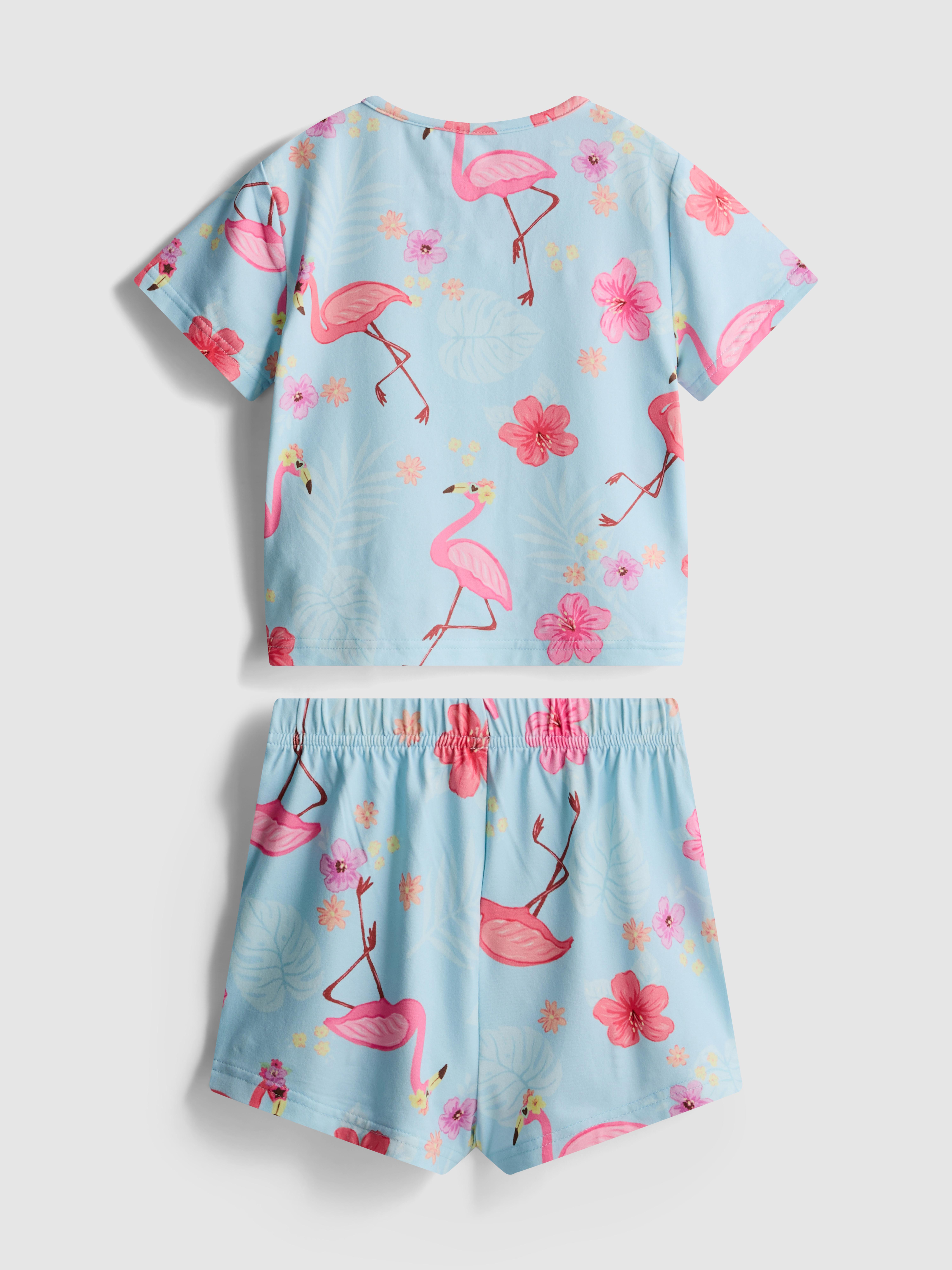 1,5-8 jr | Pyjama met overhemd en short flamingo