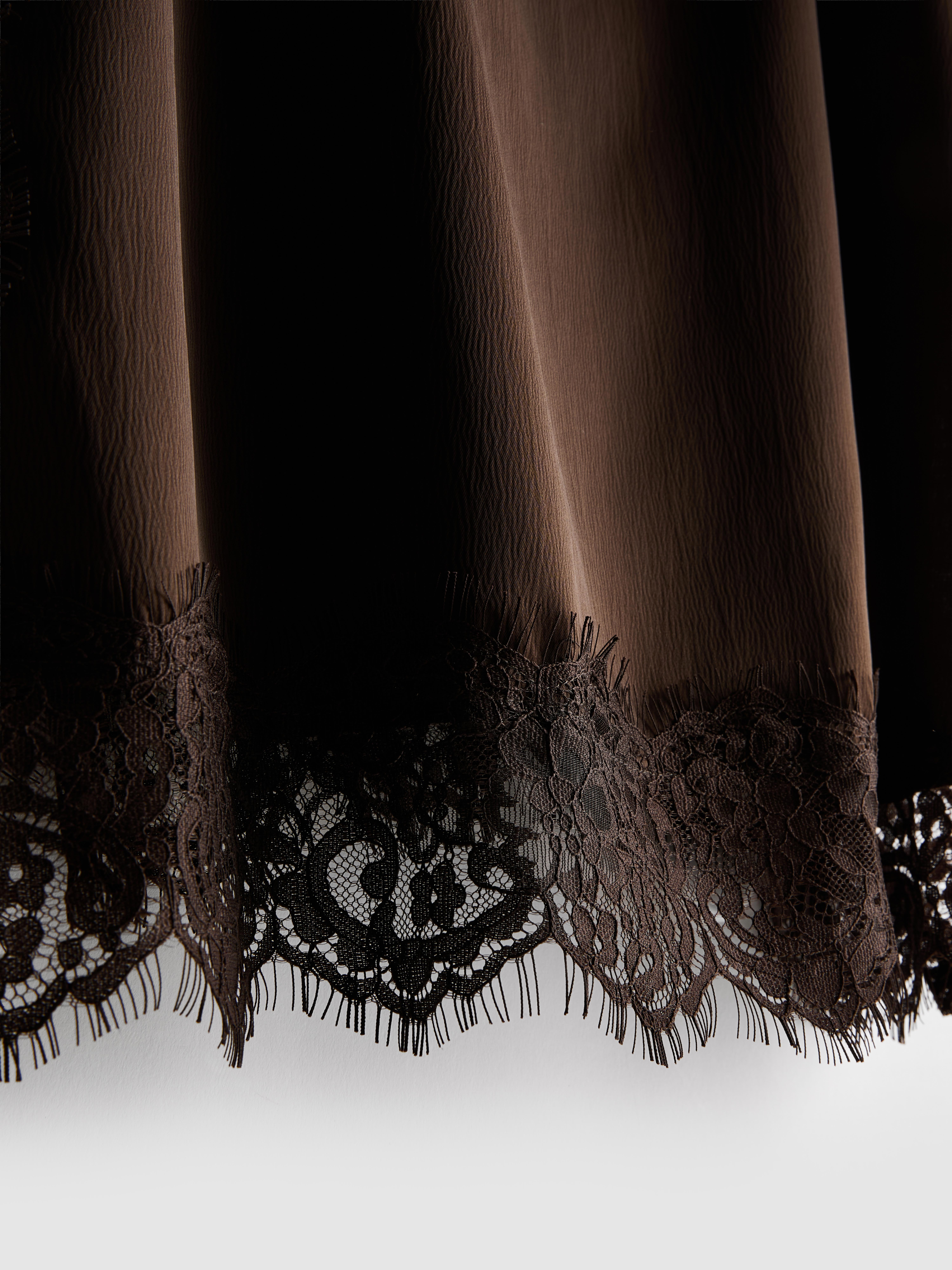 Women's Brown The Edit Square Neck Lace Cami Top